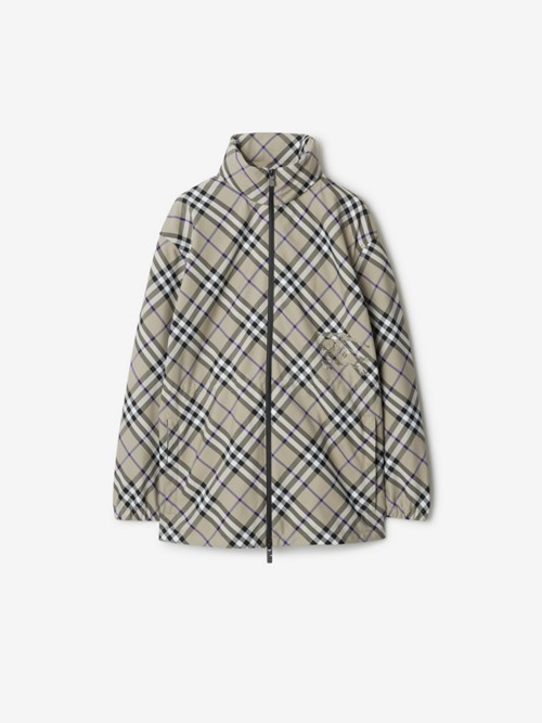 Burberry Check Jacket In Gray