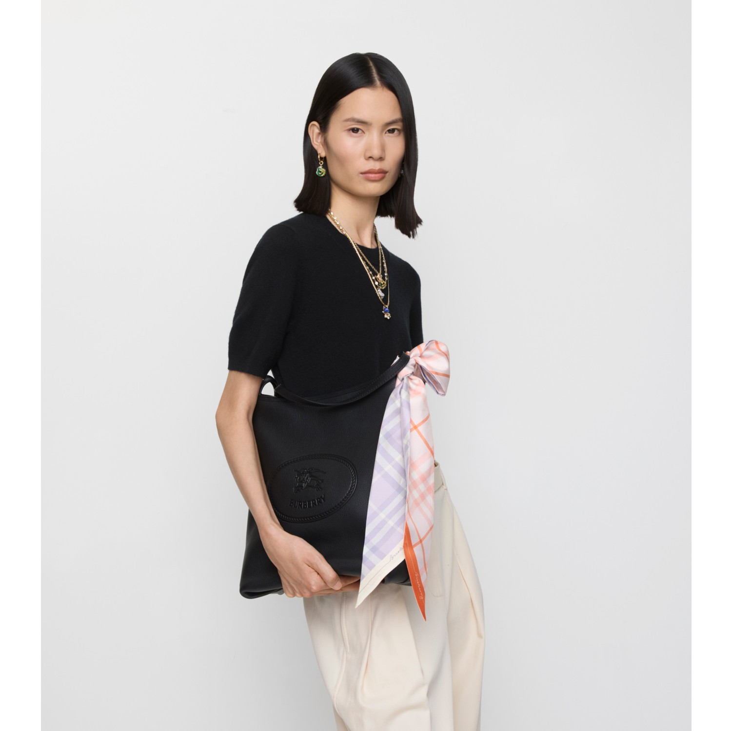 Foulard ultrafin en soie Check