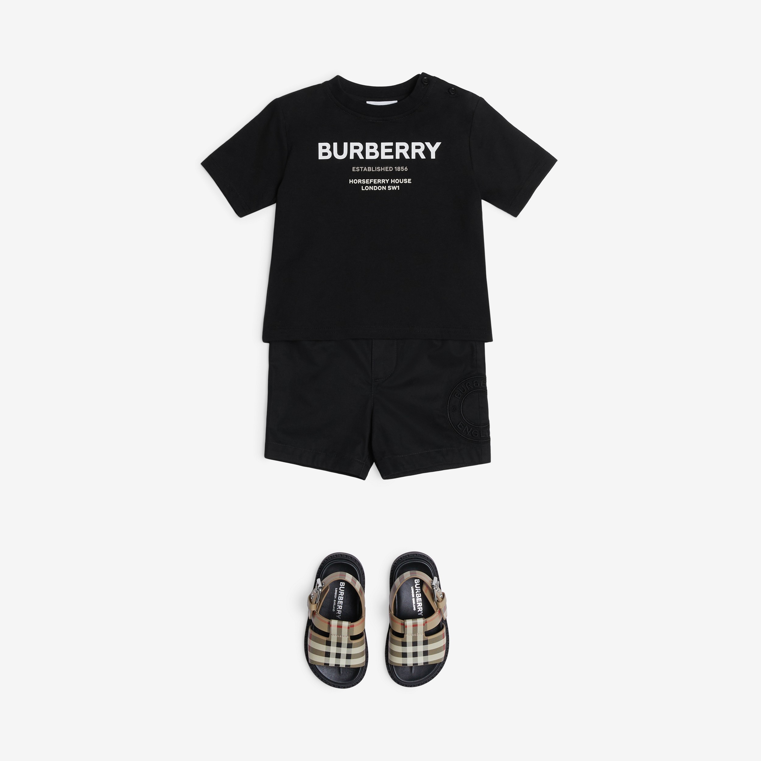 Horseferry Print Cotton T-shirt in Black - Children | Burberry® Official - 4