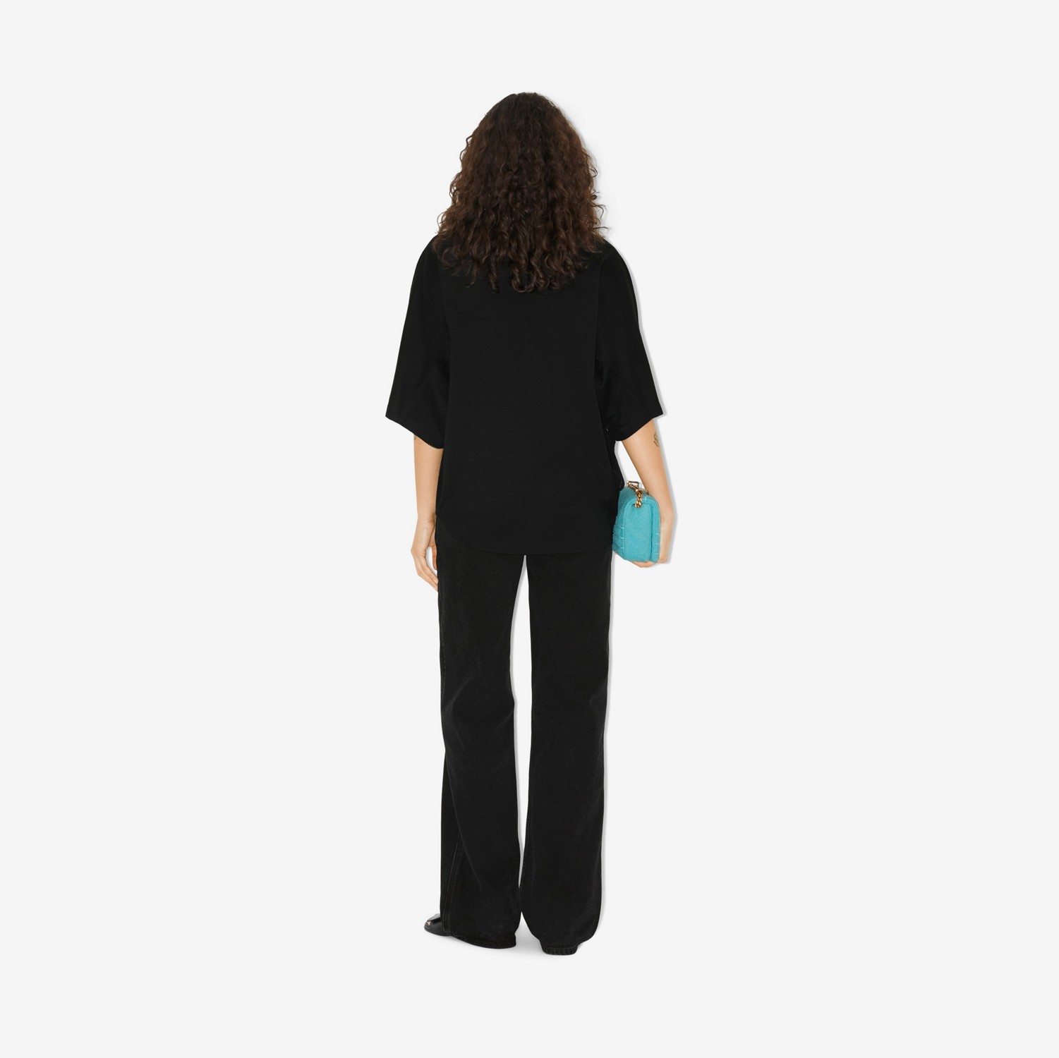 Camiseta oversize de algodão tecnológico com estampa EKD (Preto) - Mulheres | Burberry® oficial