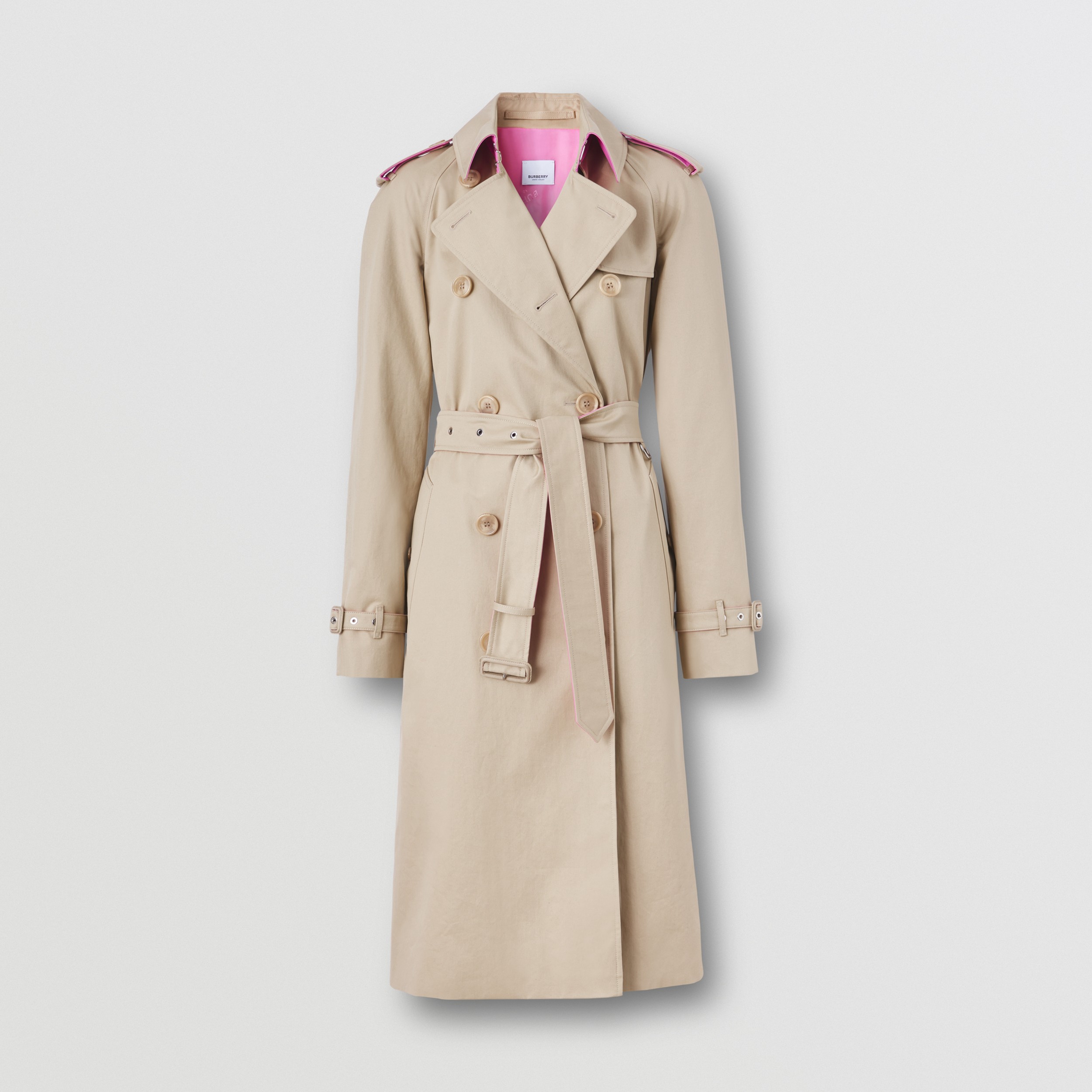 Contrast Trim Cotton Gabardine Trench Coat in Soft Fawn - Women | Burberry® Official - 4
