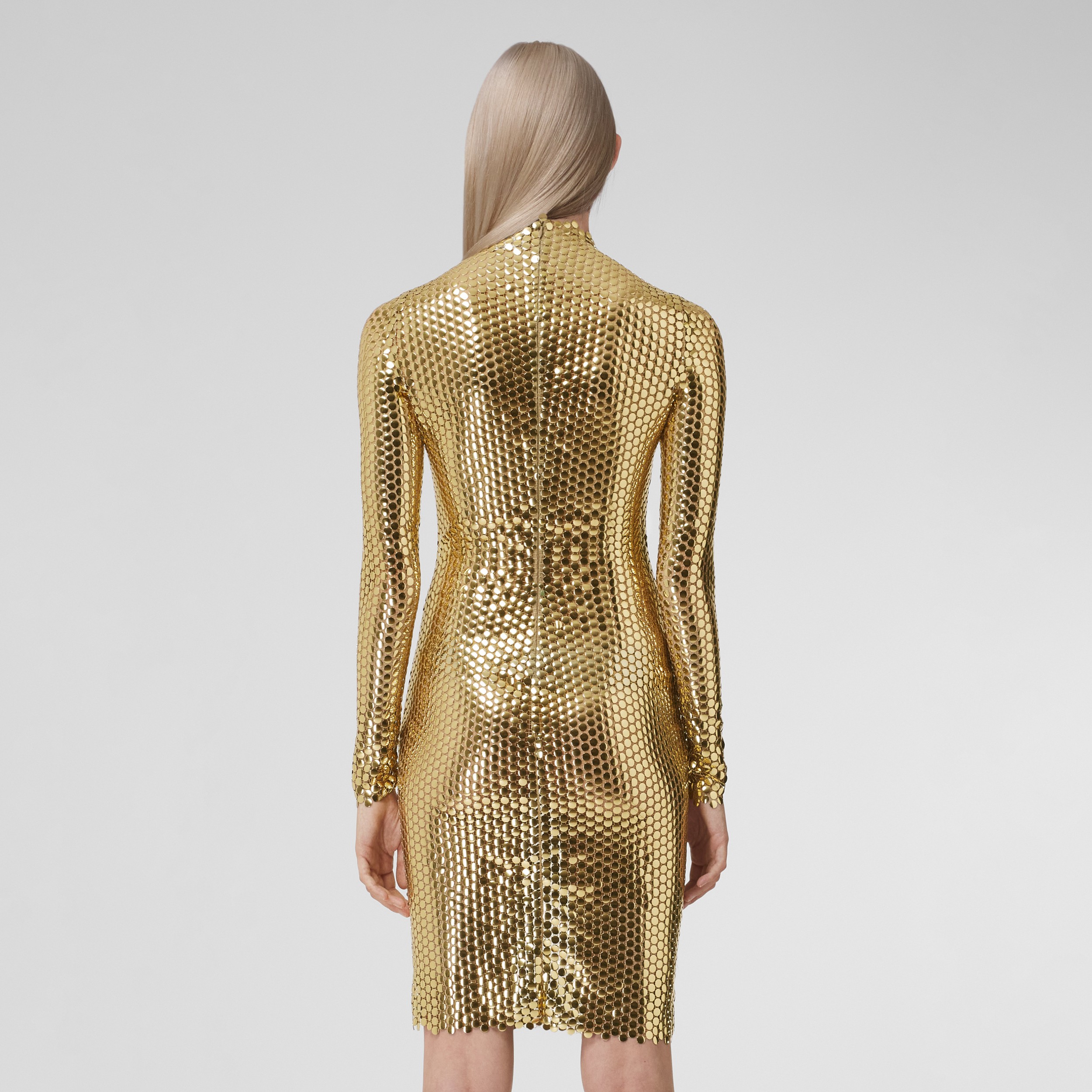 Metallic Paillette-embellished Mesh Dress in Gold - Women | Burberry® Official - 3