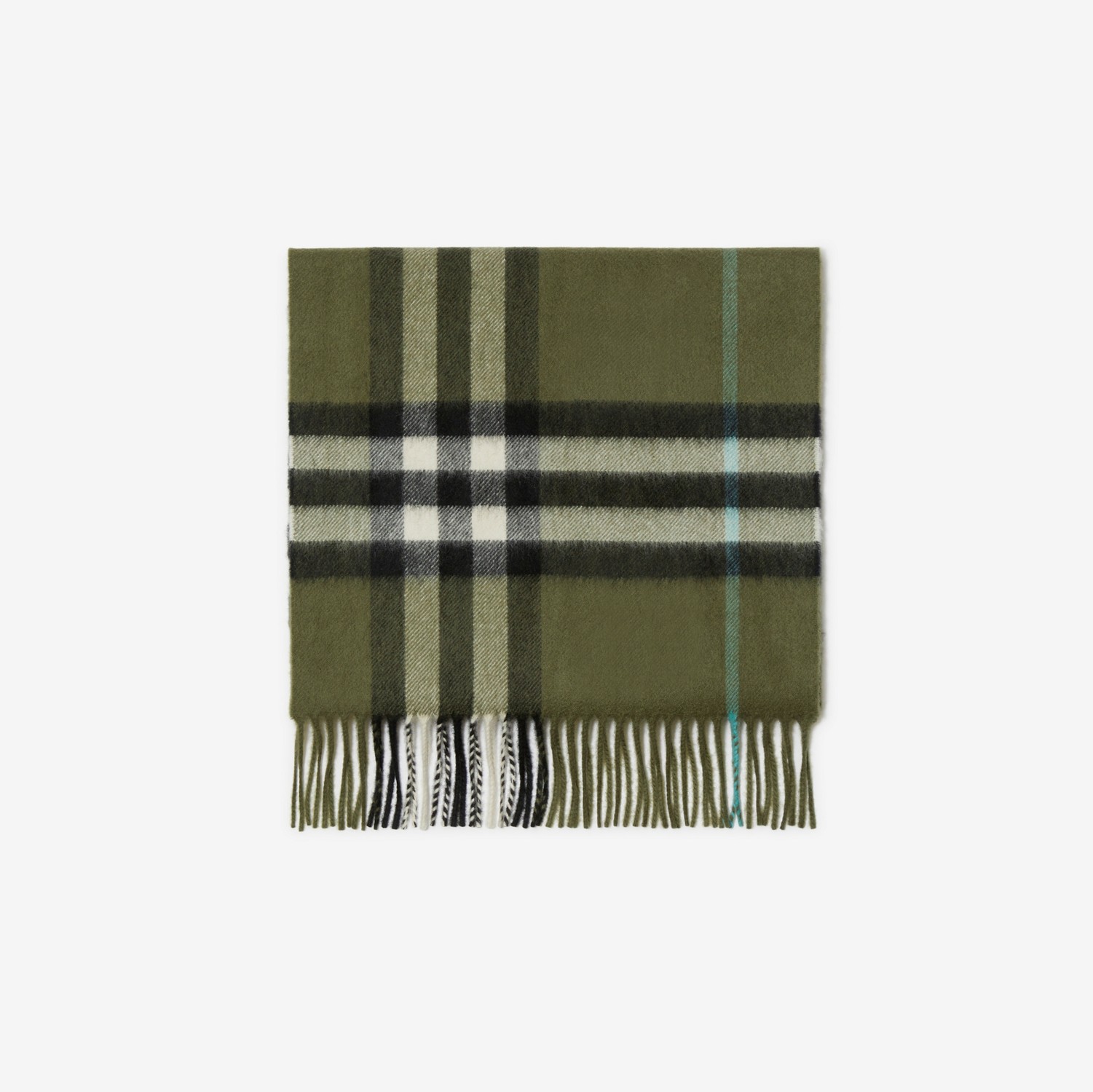 Burberry 格纹羊绒围巾 (灌木绿) | Burberry® 博柏利官网