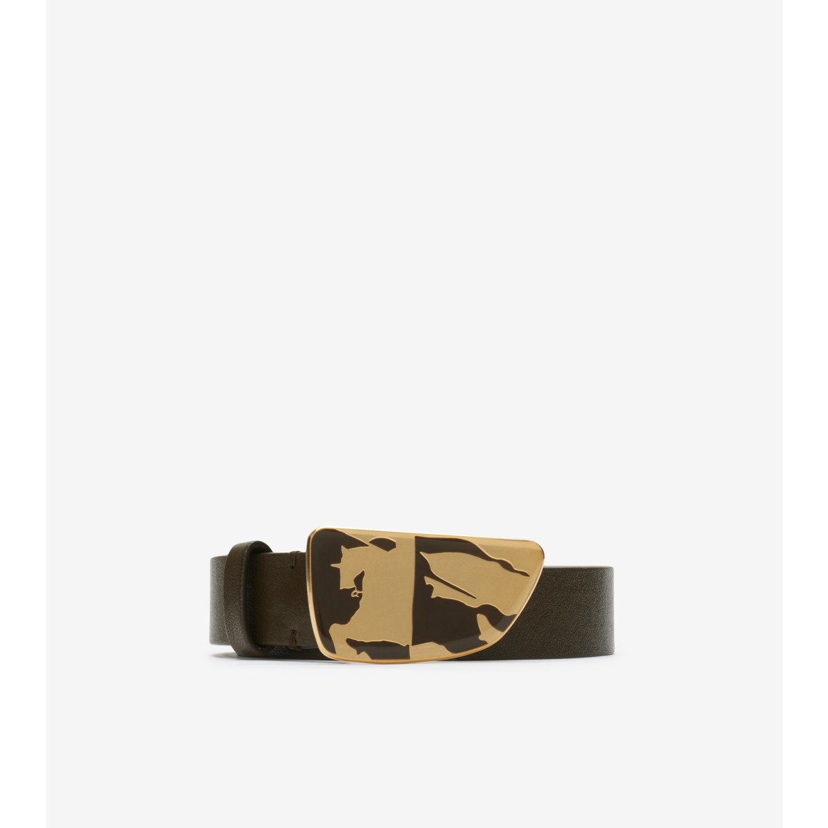 Shop Burberry Leather Shield Ekd Belt In Military