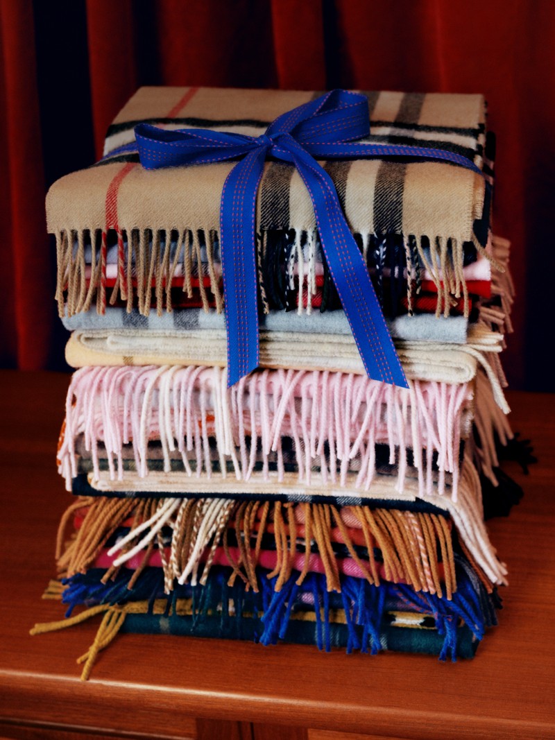 Burberry Check Scarves in all colours wrapped for Festive Gifting