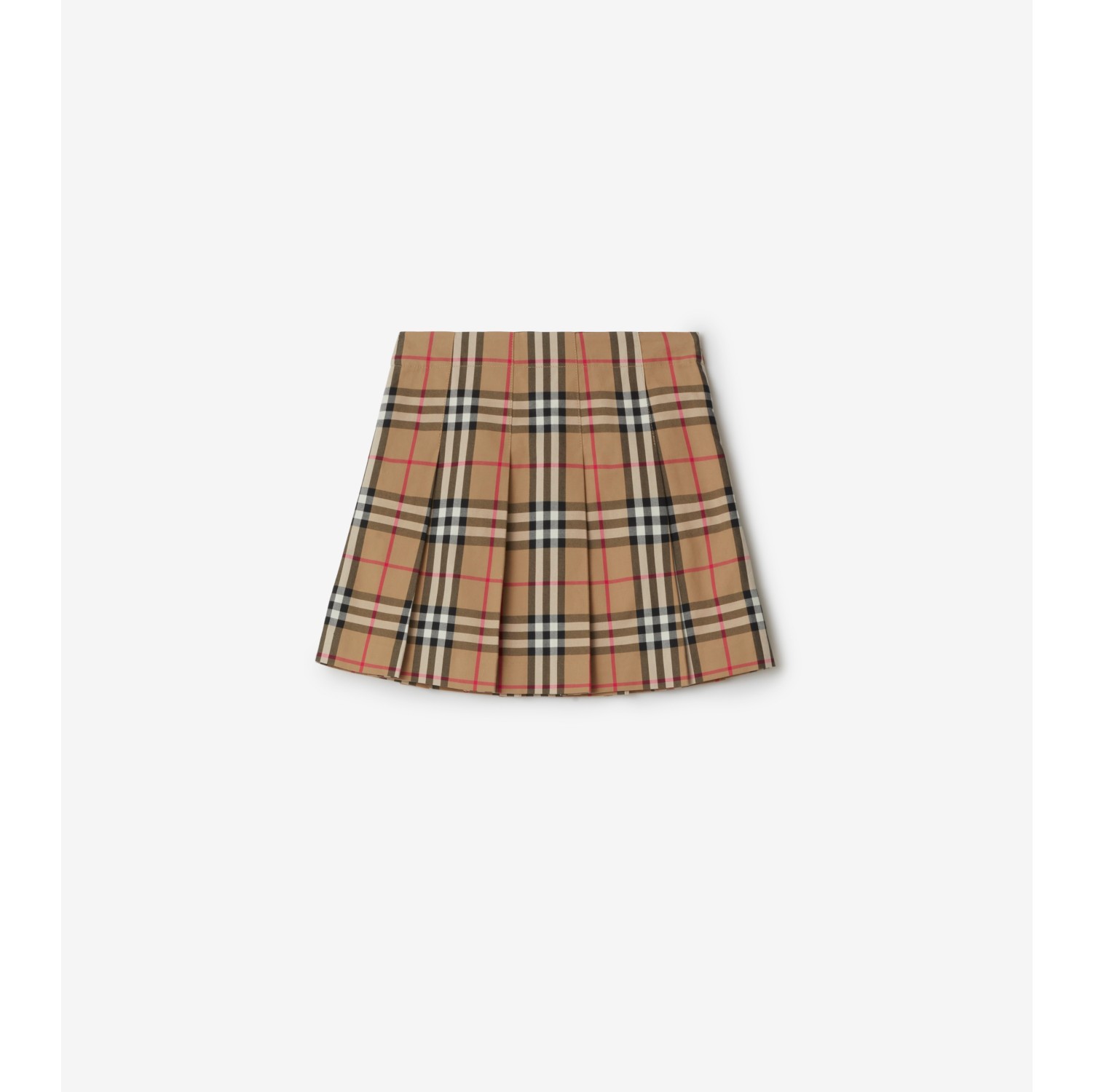 Check Cotton Pleated Skirt