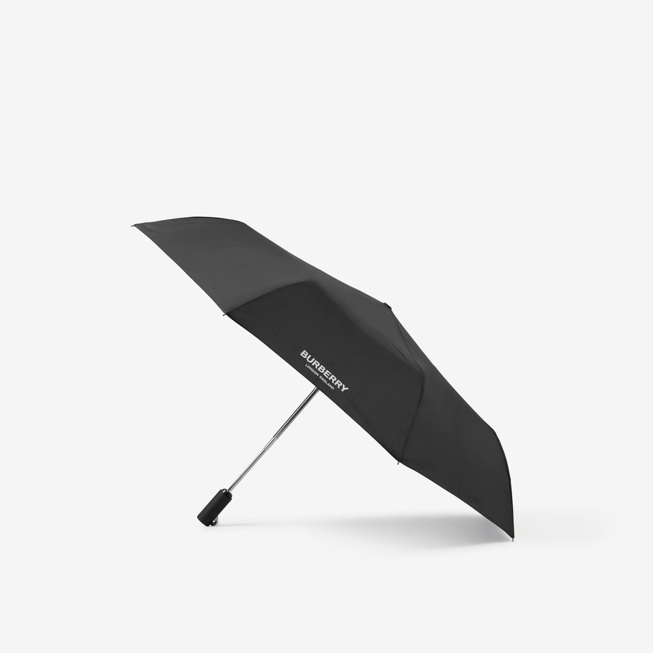 Logo Print Folding Umbrella in Black | Burberry® Official - 2
