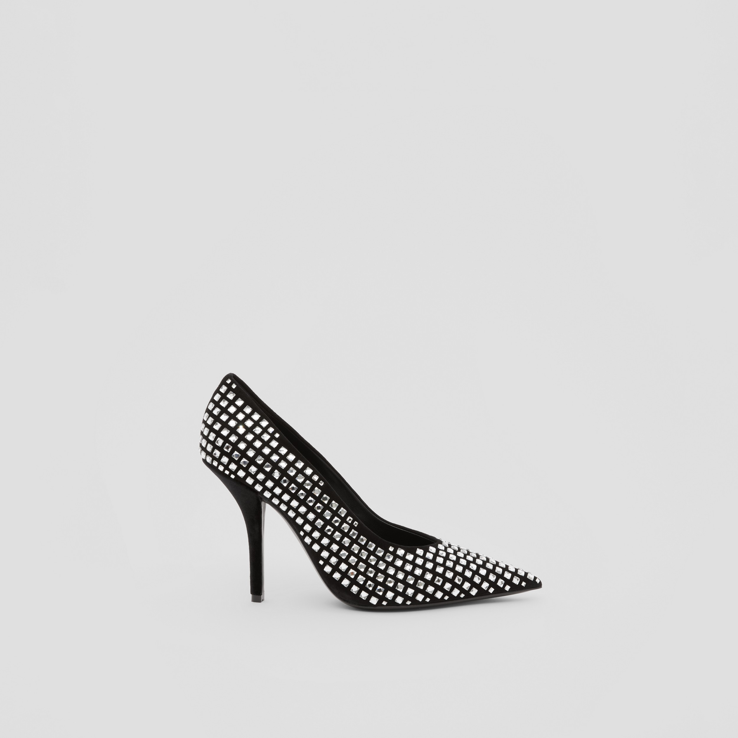 Zapatos de tacón en piel con puntera en pico y cristales (Negro/cristal) - Mujer | Burberry® oficial - 1