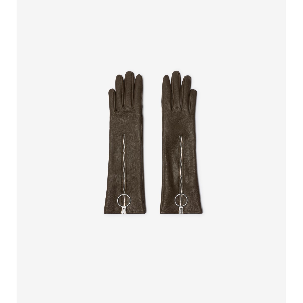 Shop Burberry Leather Zip Gloves In Loch