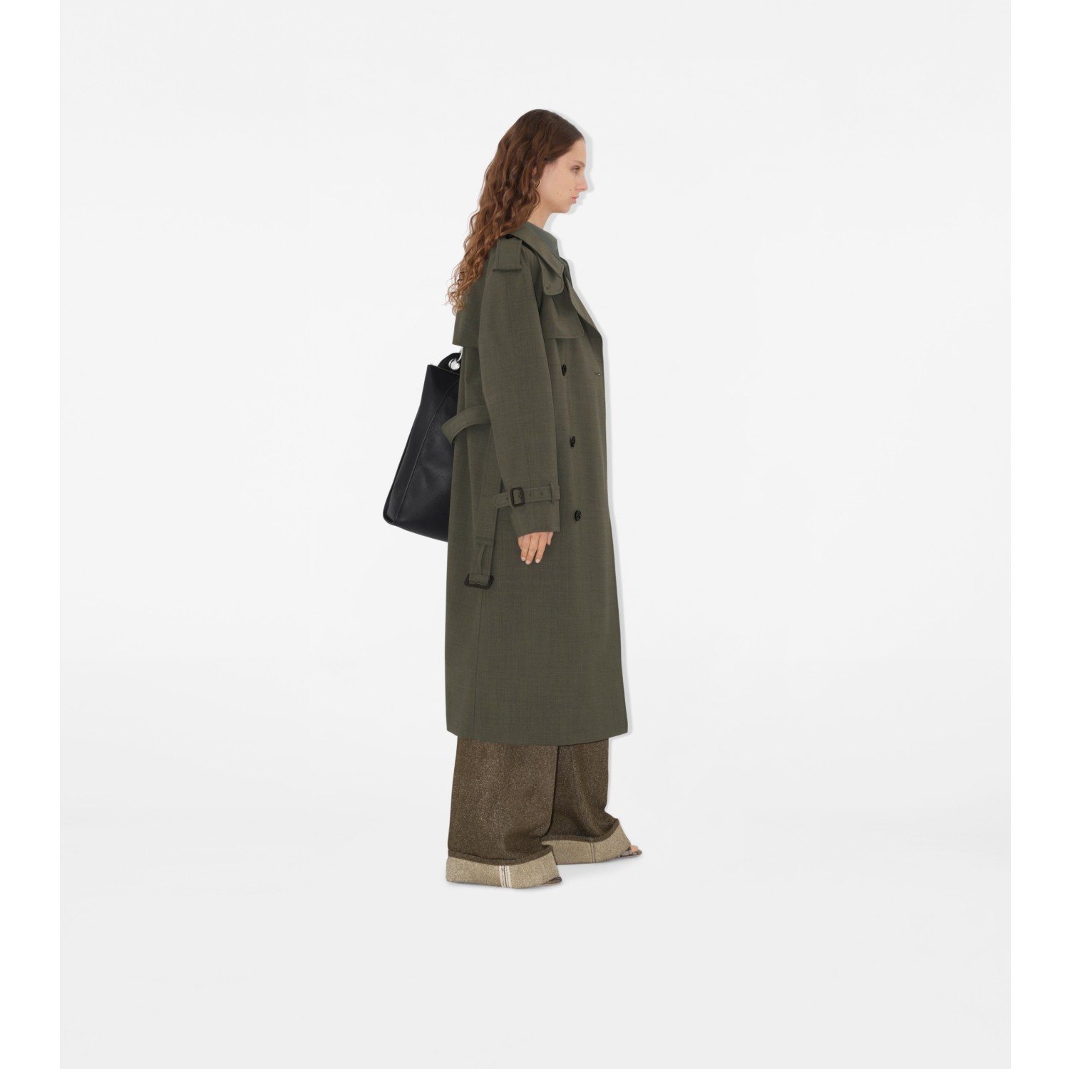 Langer Trenchcoat aus Stretchwolle