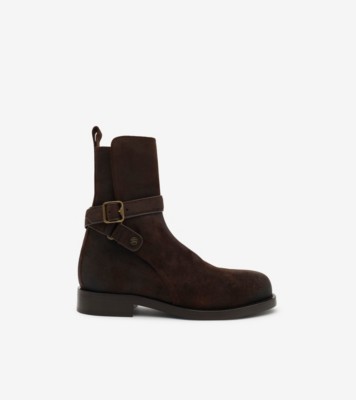 Waxed Suede Ledger Boots​​ in Moorhen brown - Men | Burberry® Official