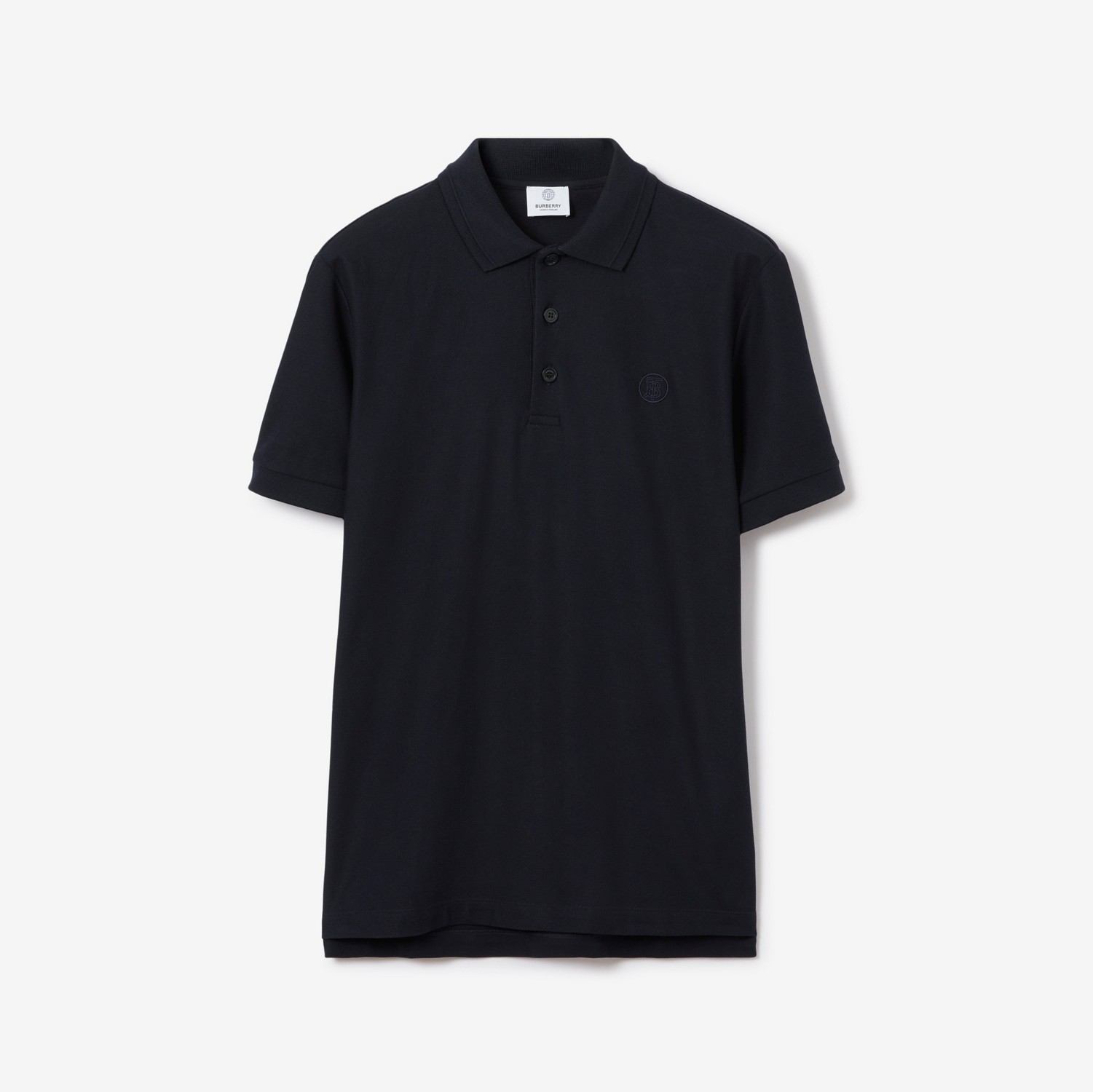 Camisa polo de algodão piquê com estampa de monograma (Azul Carvão) - Homens | Burberry® oficial