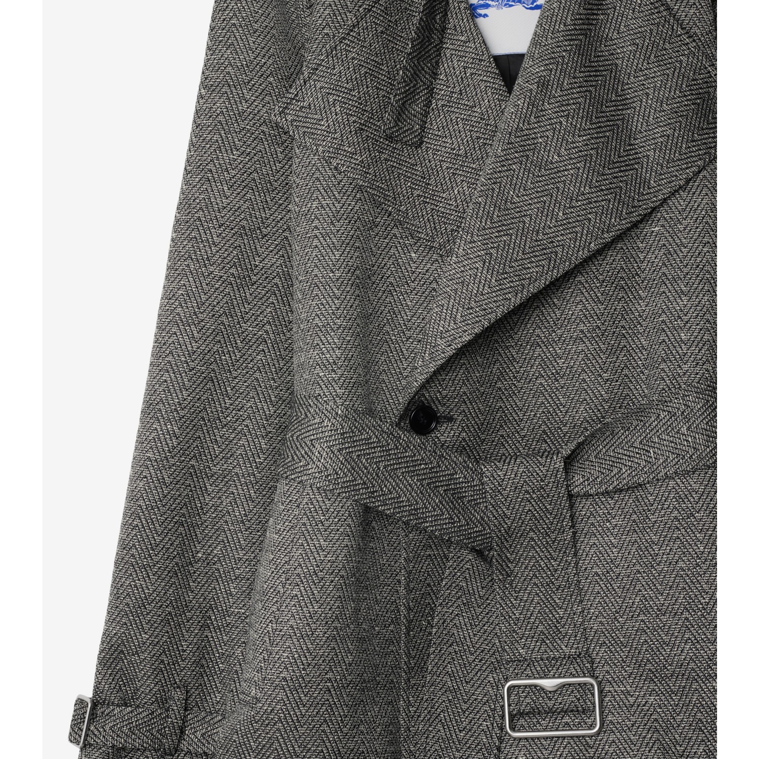 Chaqueta estilo trench coat en lana y seda