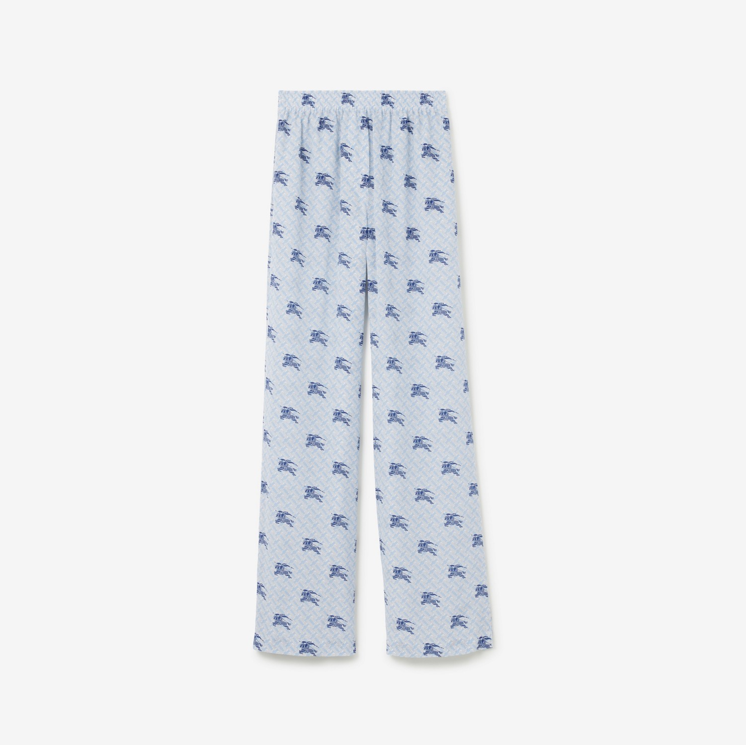 Calças estilo pantalona de seda com estampa EKD e monograma (Azul-marinho) - Mulheres | Burberry® oficial