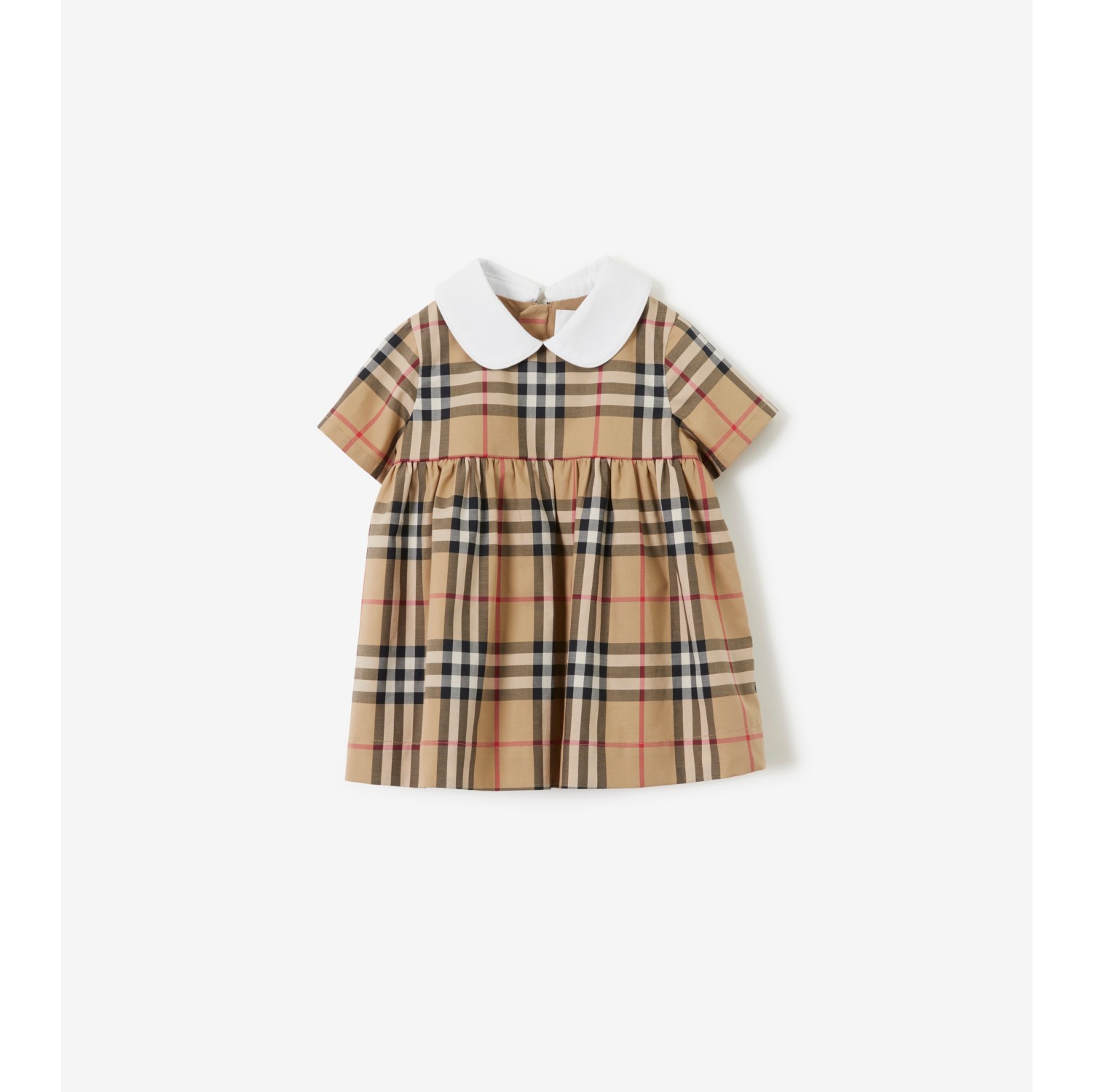 Check Stretch Cotton Dress with Bloomers in Archive beige Children Burberry Official