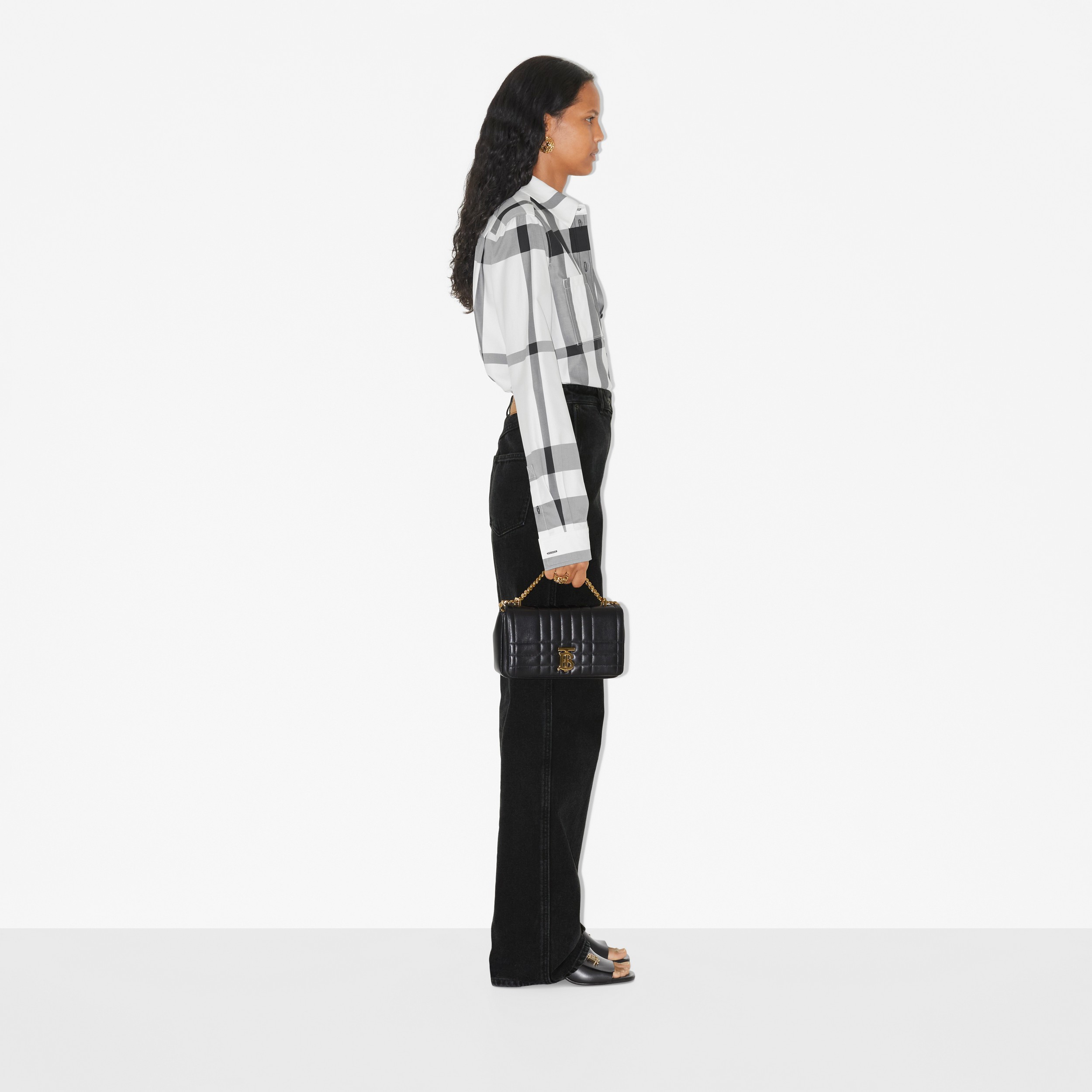 Camicia in cotone Check (Bianco E Nero) - Donna | Sito ufficiale Burberry® - 3