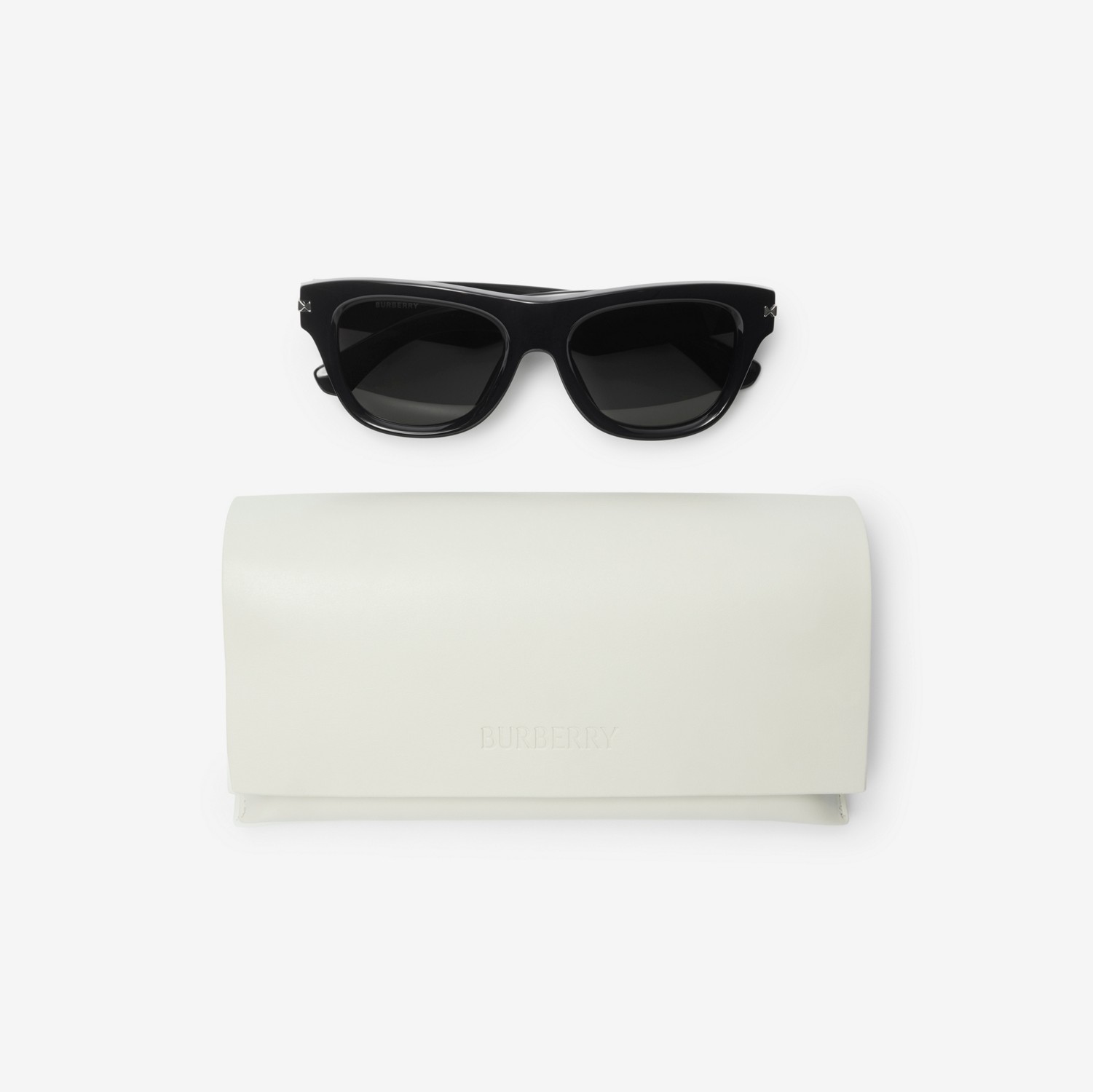 Logo Bar Square Sunglasses in Black | Burberry® Official Logo Bar Square Sunglasses in Black | Burberry® Official