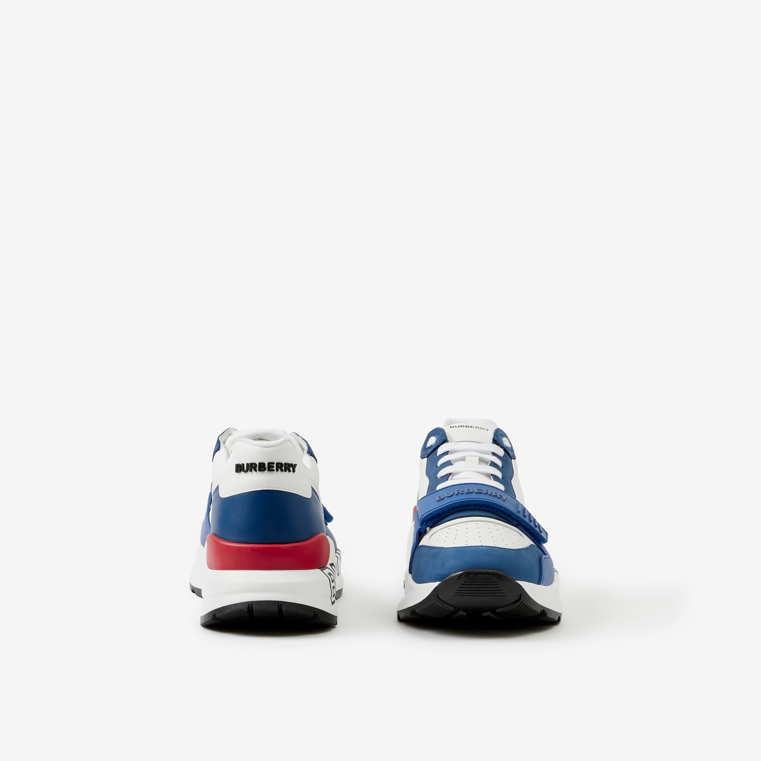Logo Print Leather Sneakers in Navy/red/white - Men | Burberry® Official - 4