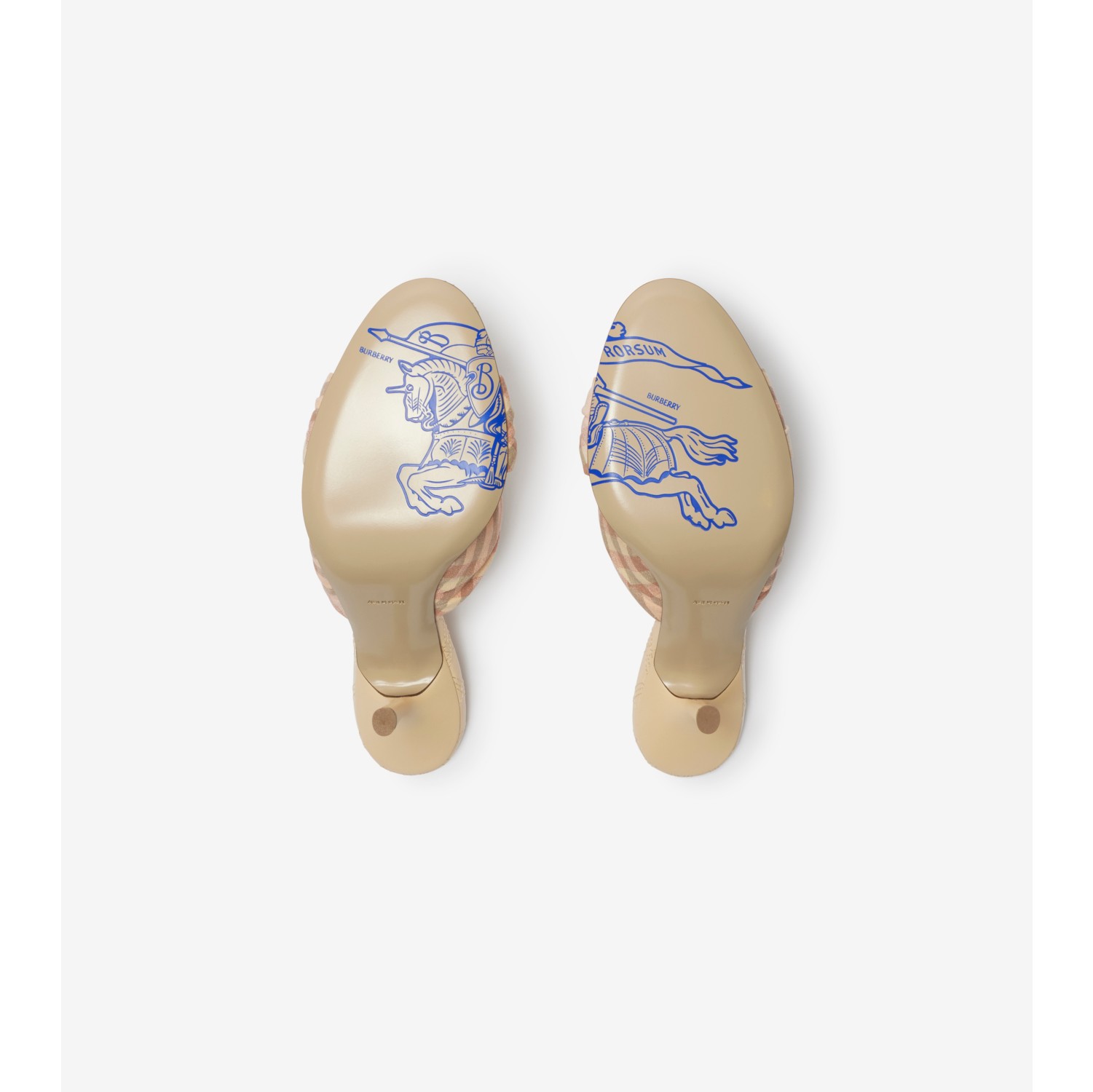 Check Stretch Linen Mews Rose Mules​