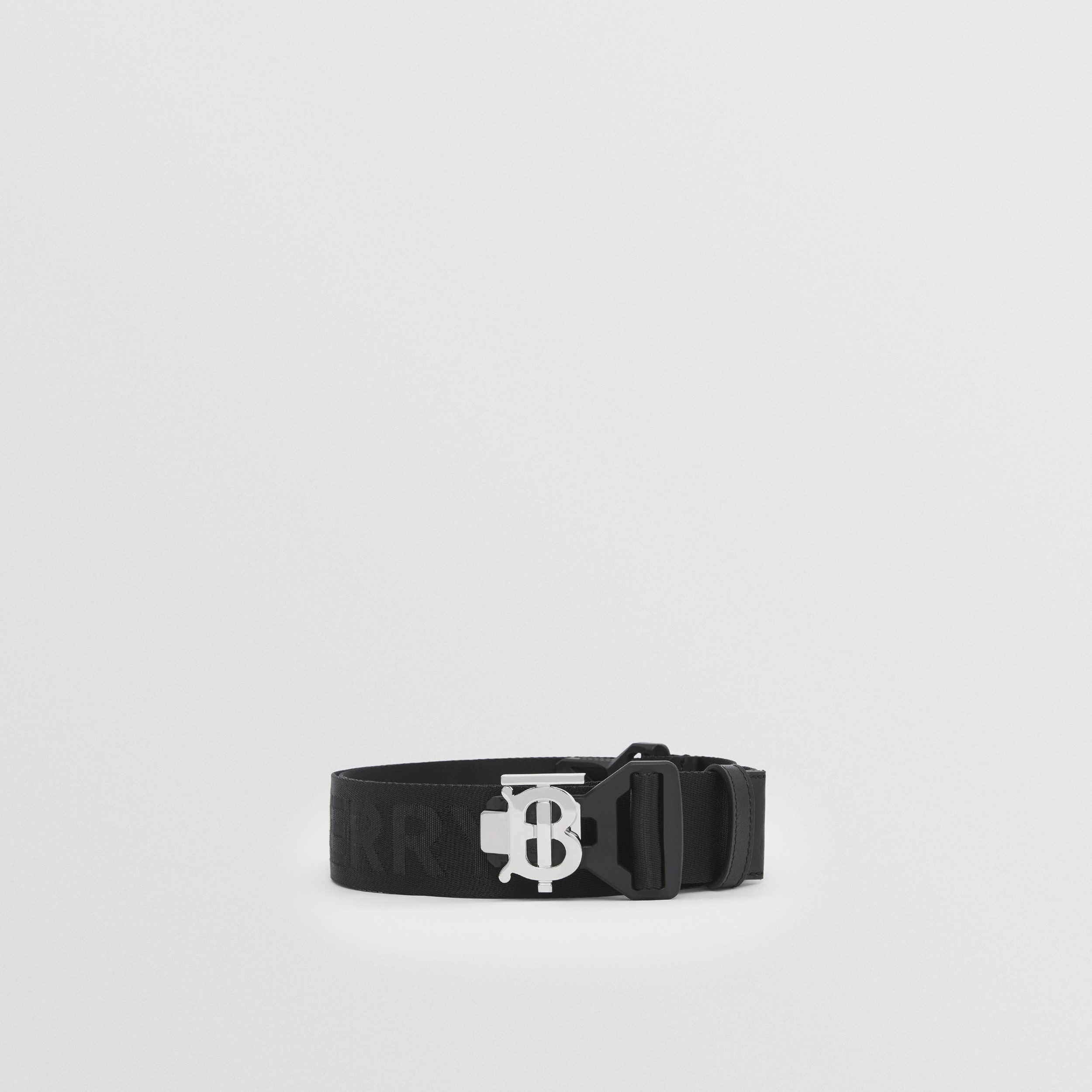 Monogram Motif and Logo Webbed Jacquard Belt in Black - Men | Burberry® Official - 4