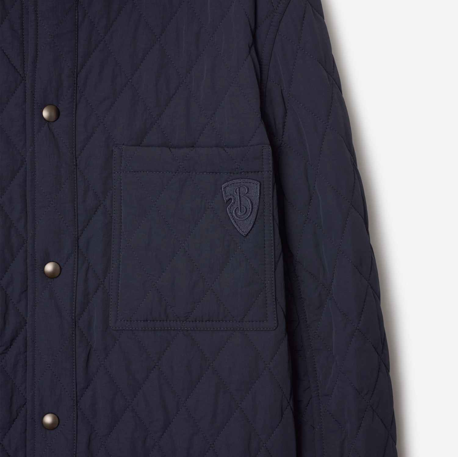 Reversible Quilted Nylon Overshirt in Navy/charcoal melange Reversible Quilted Nylon Overshirt in Navy/charcoal melange