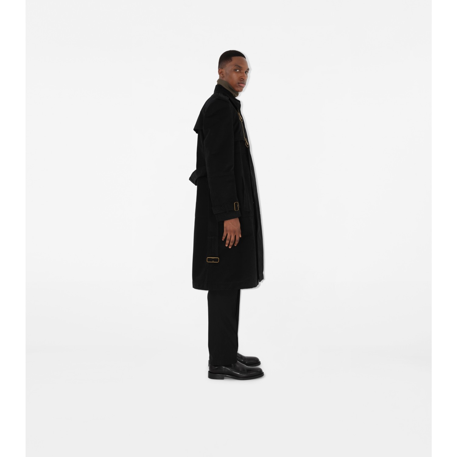 Long Cotton Nylon Trench Coat