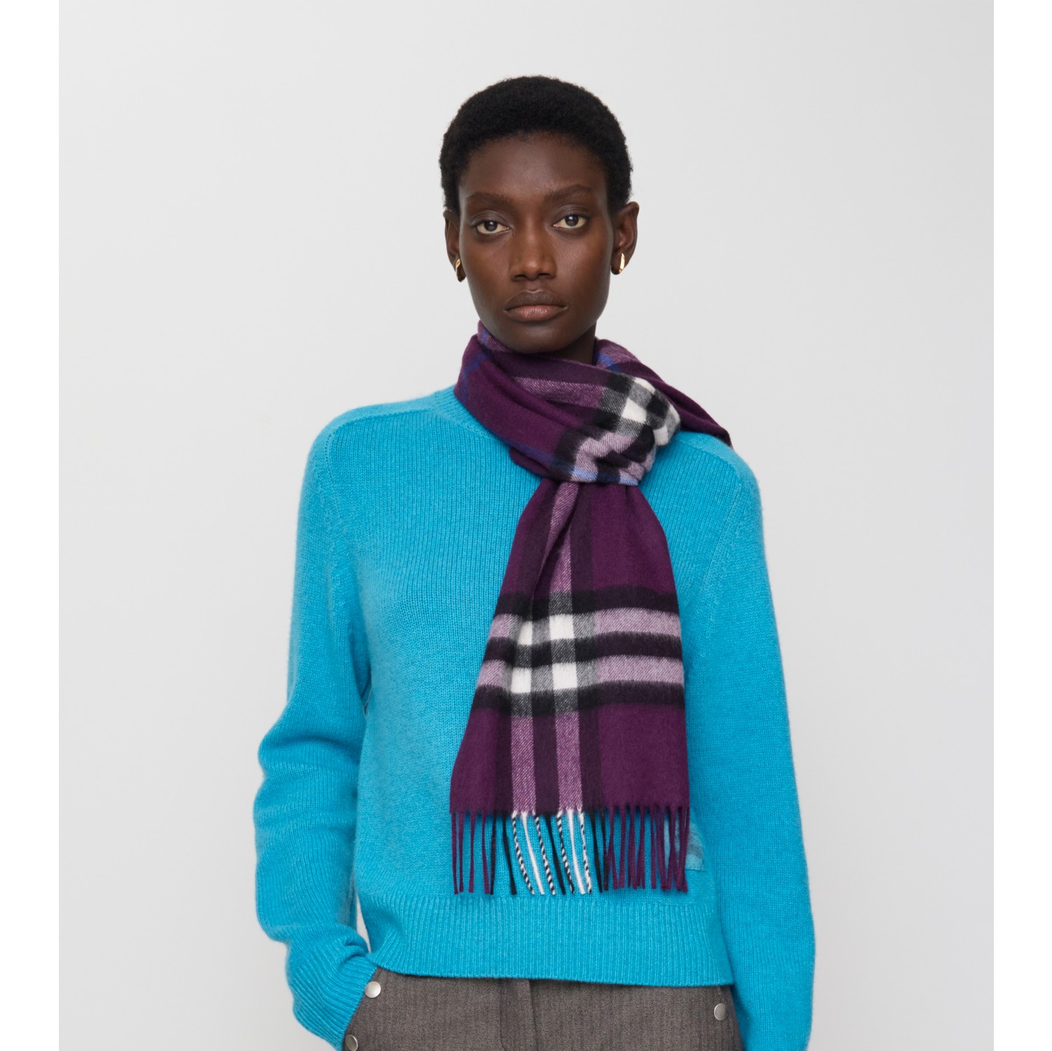 Check Cashmere Scarf in Pansy | Burberry® Official