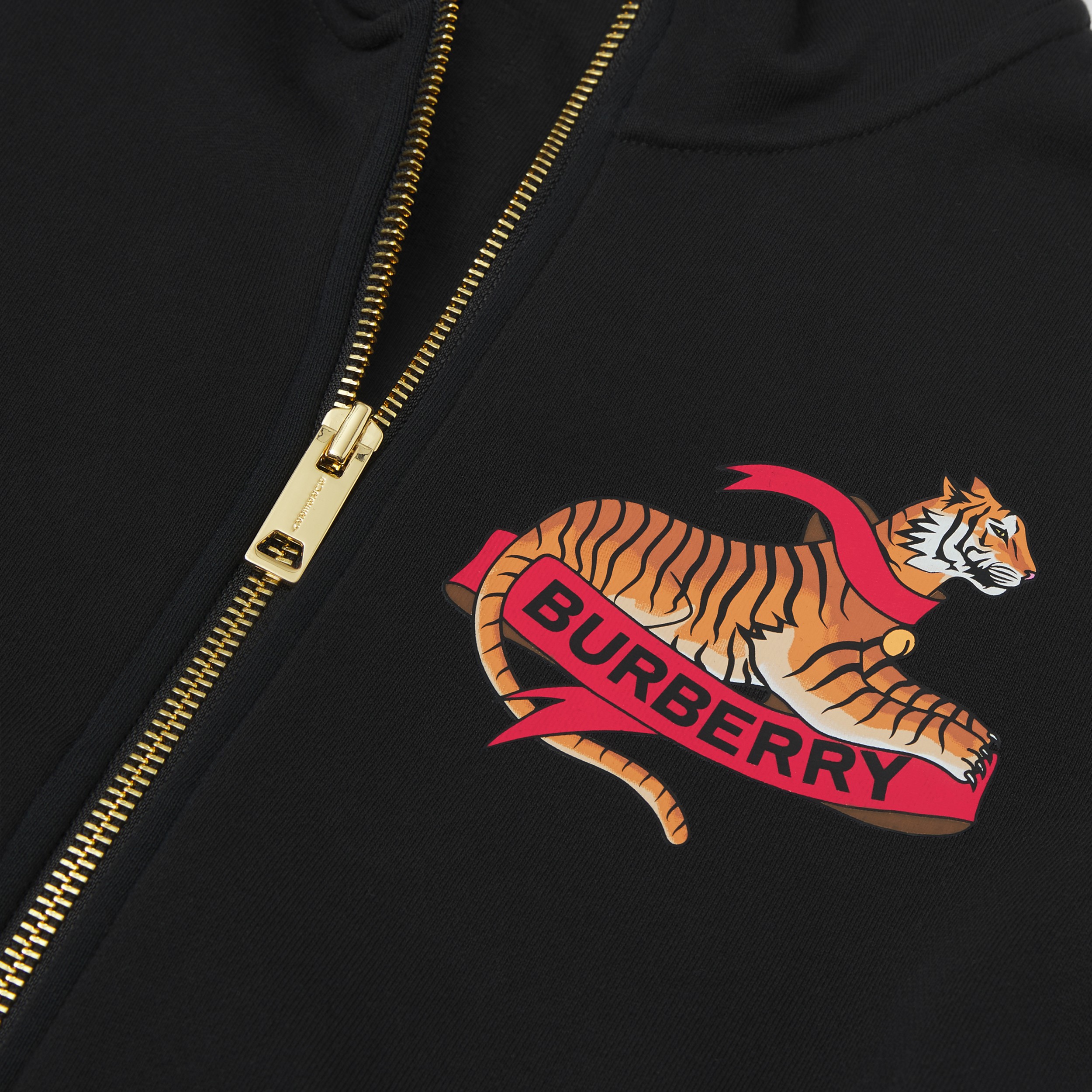 Tiger Graphic Cotton Hooded Top in Black | Burberry® Official - 2