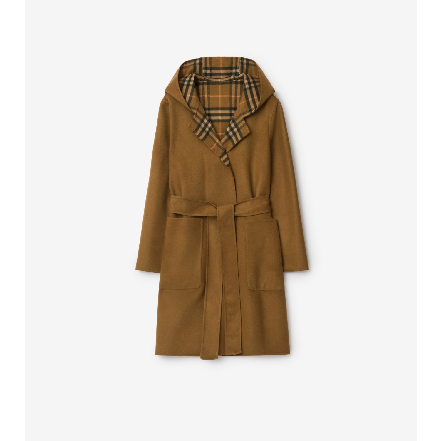 Reversible Check Wool Wrap Coat