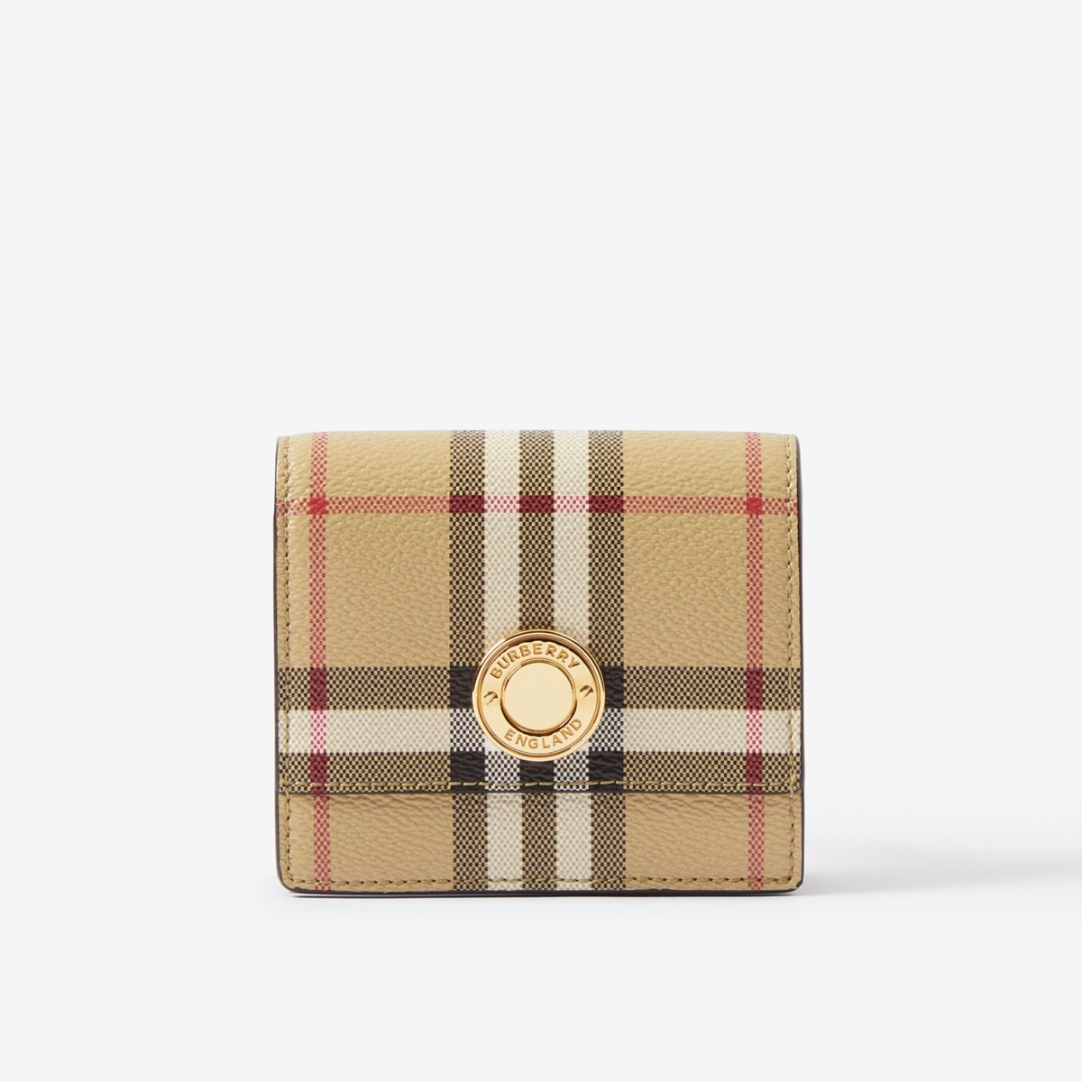 Burberry Check Small Folding Wallet In Archive Beige