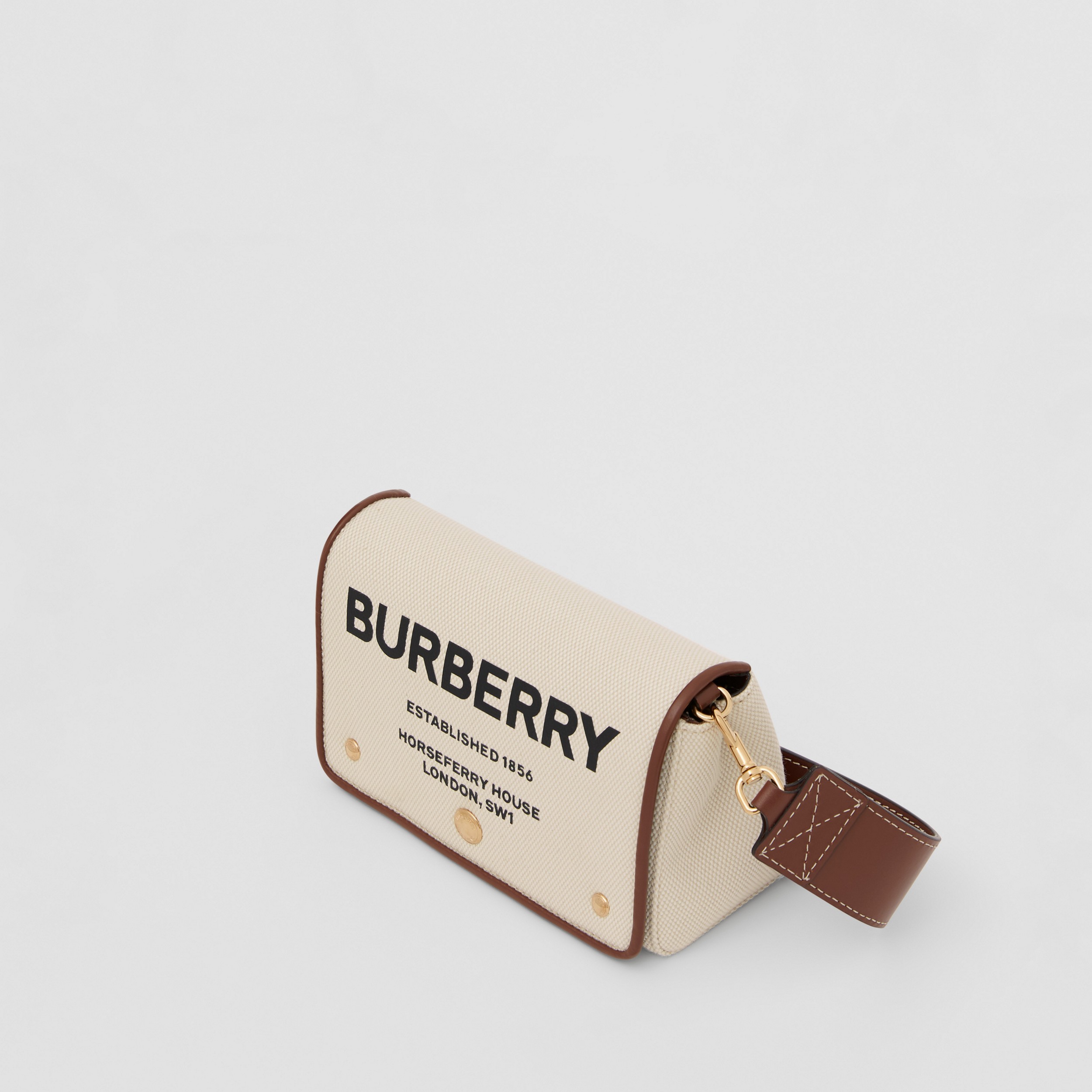 Horseferry Print Cotton Canvas Small Crossbody Bag in Natural/tan - Women | Burberry® Official - 4