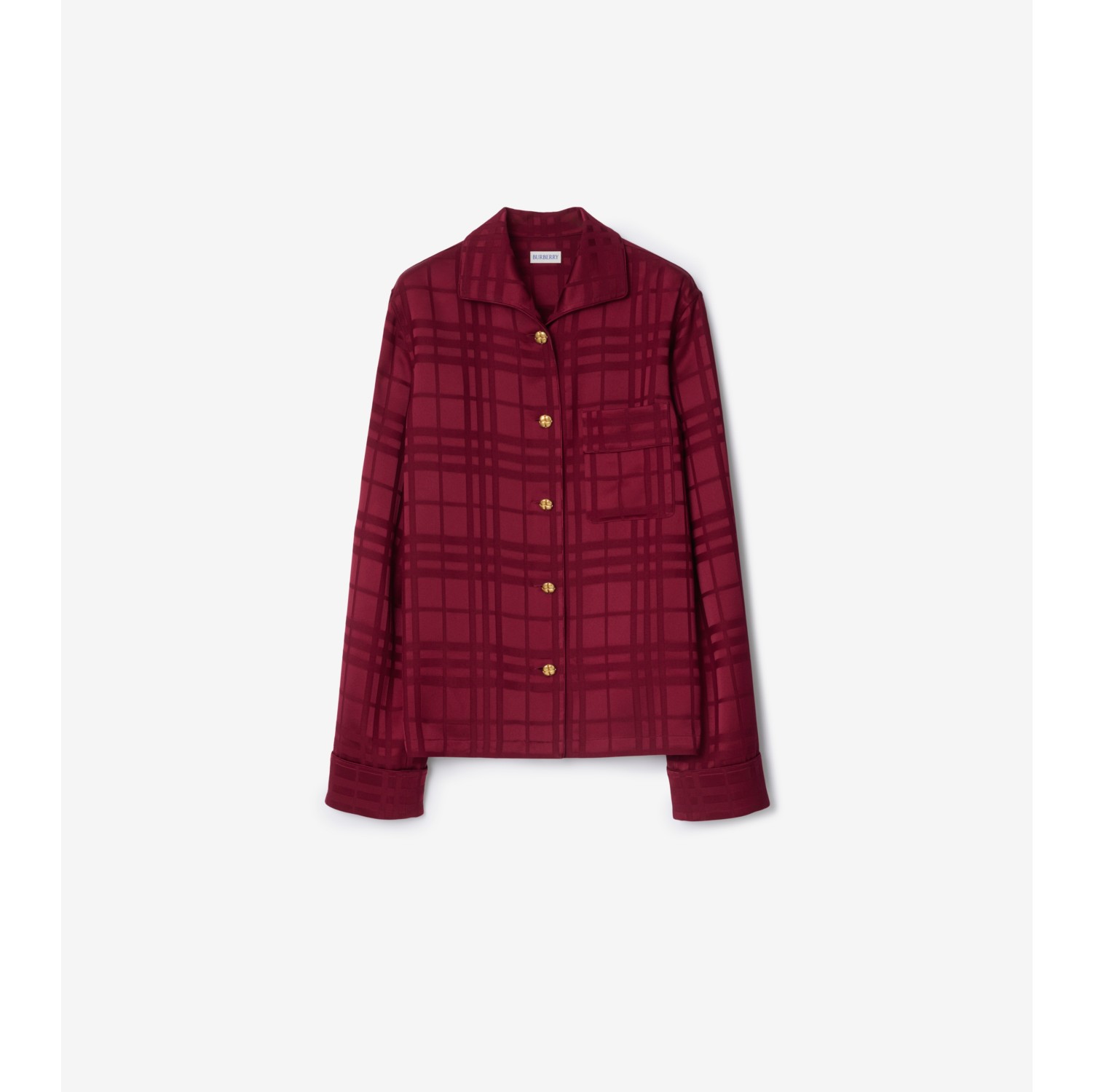 Check Silk Pyjama Shirt in Ripple red - Women | Burberry® Official