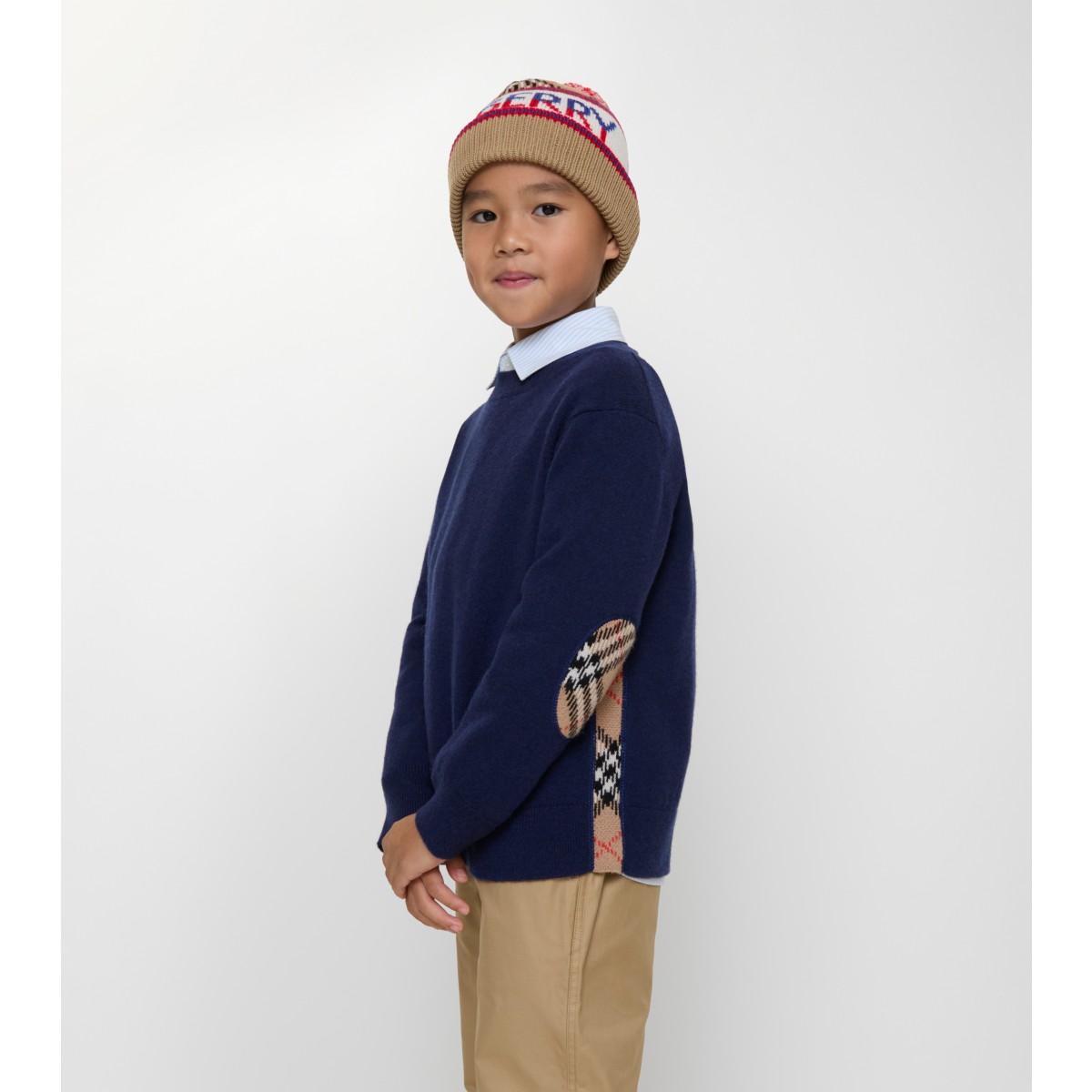  Check Patch Wool Cashmere Sweater