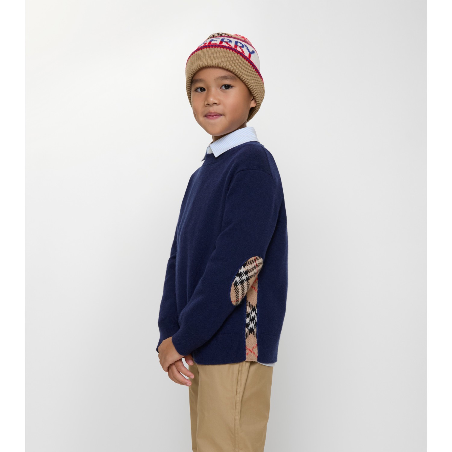 Check Patch Wool Cashmere Sweater