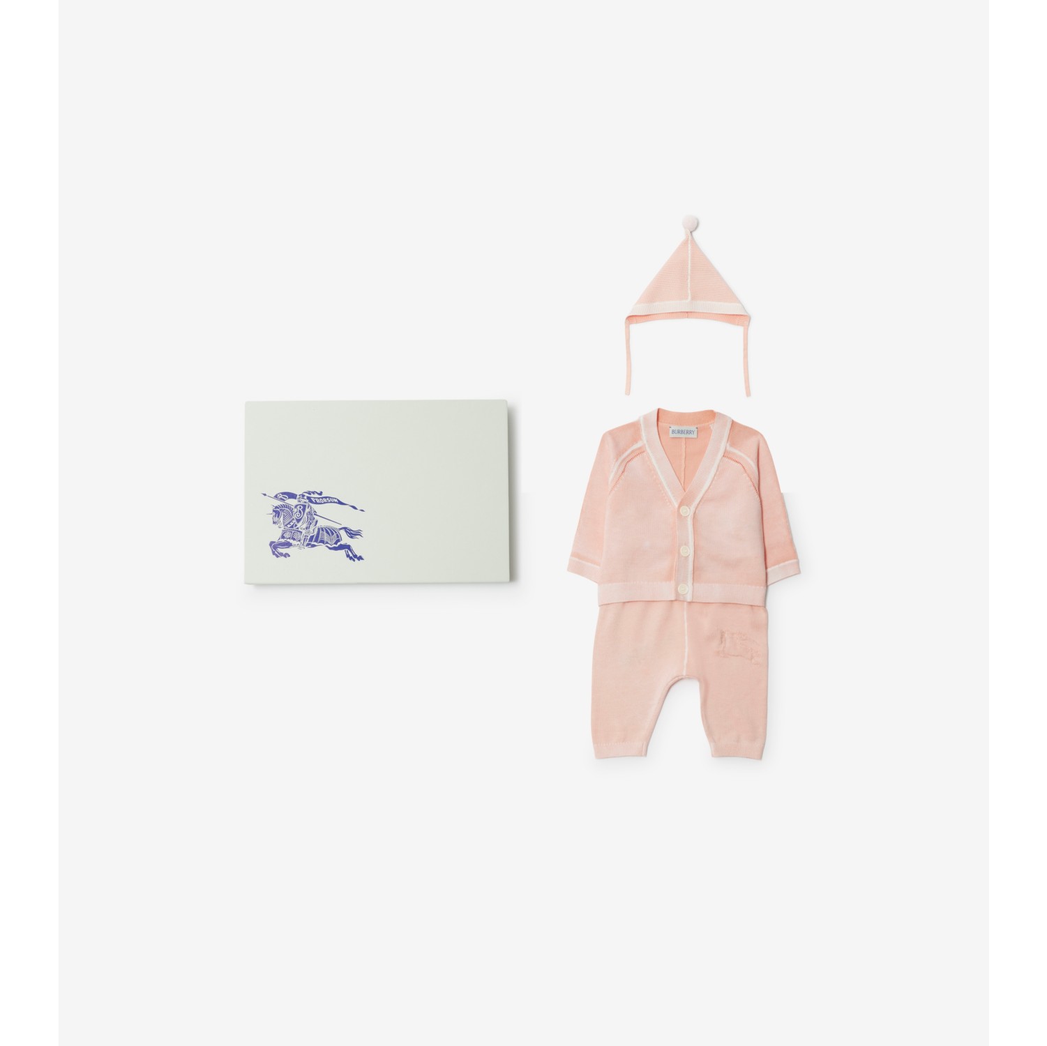 Cotton Three-piece Baby Gift Set in Dusty pink - Children | Burberry® Official