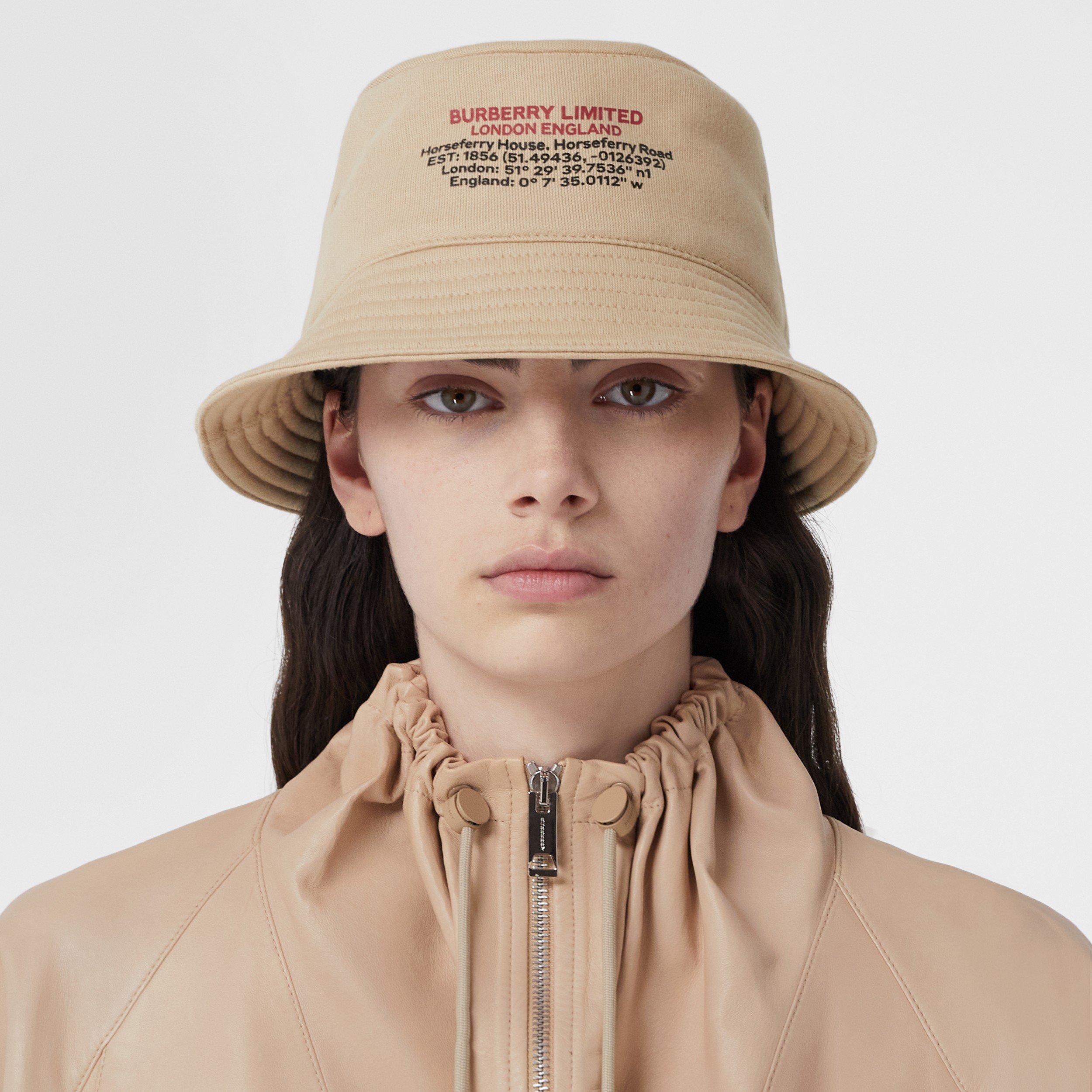 Location Print Cotton Bucket Hat in Soft Fawn | Burberry® Official