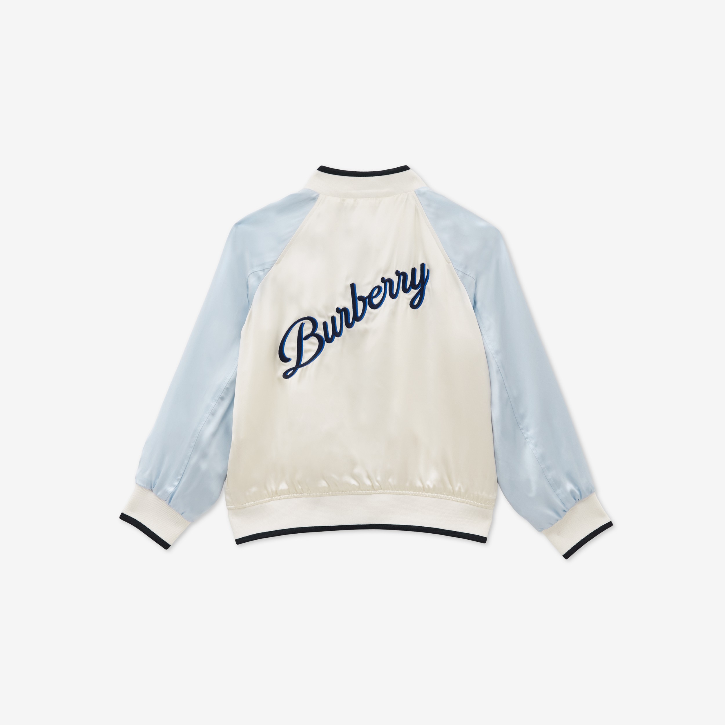 Embroidered Logo Script Satin Bomber Jacket in Pale Cream | Burberry® Official - 2