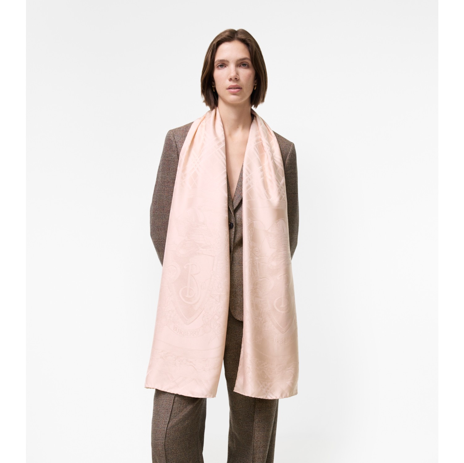 Floral Crest Silk Scarf in Compact pink | Burberry® Official