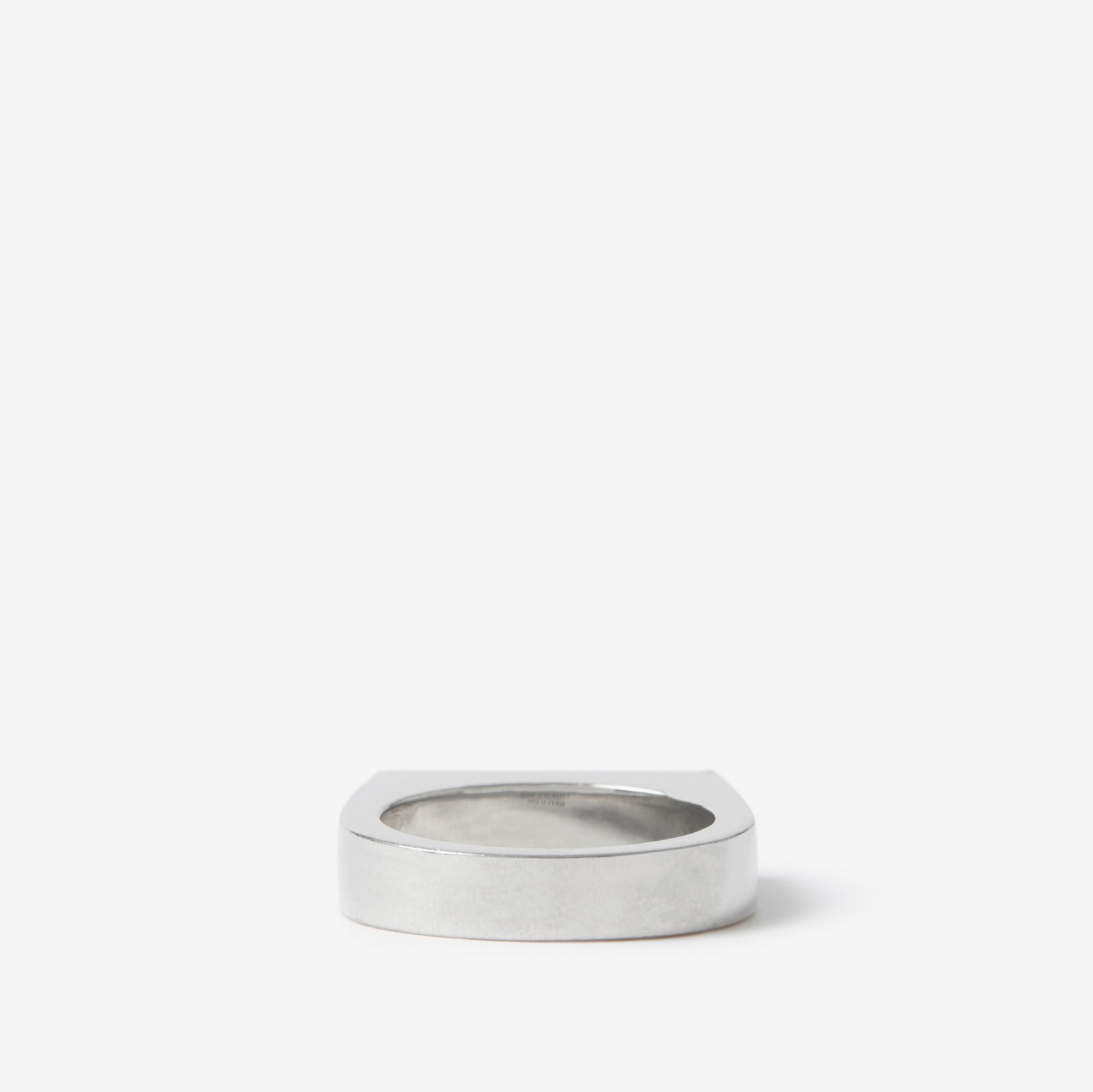 Logo Engraved Palladium-plated Signet Ring in Vintage Steel - Men | Burberry® Official