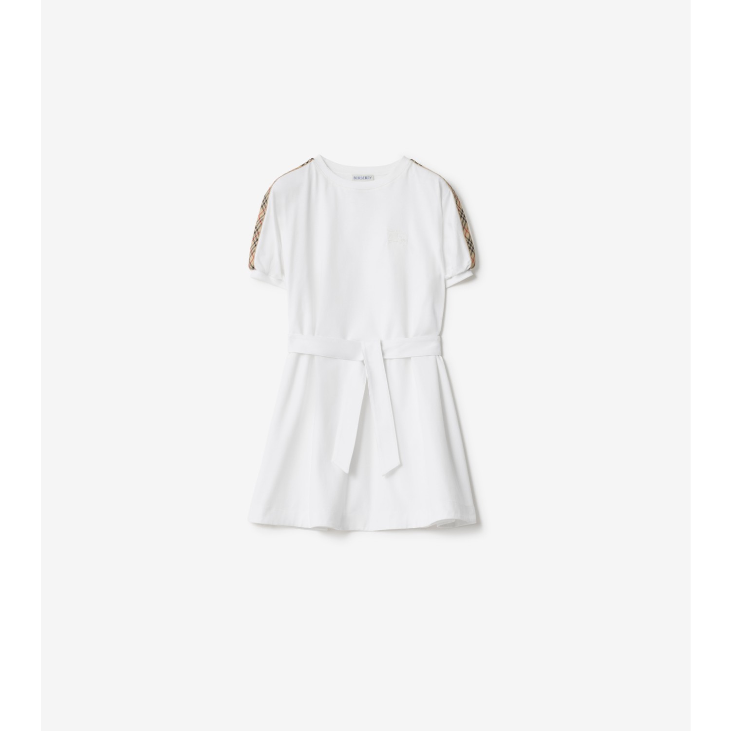 Check Trim Cotton T-shirt Dress
