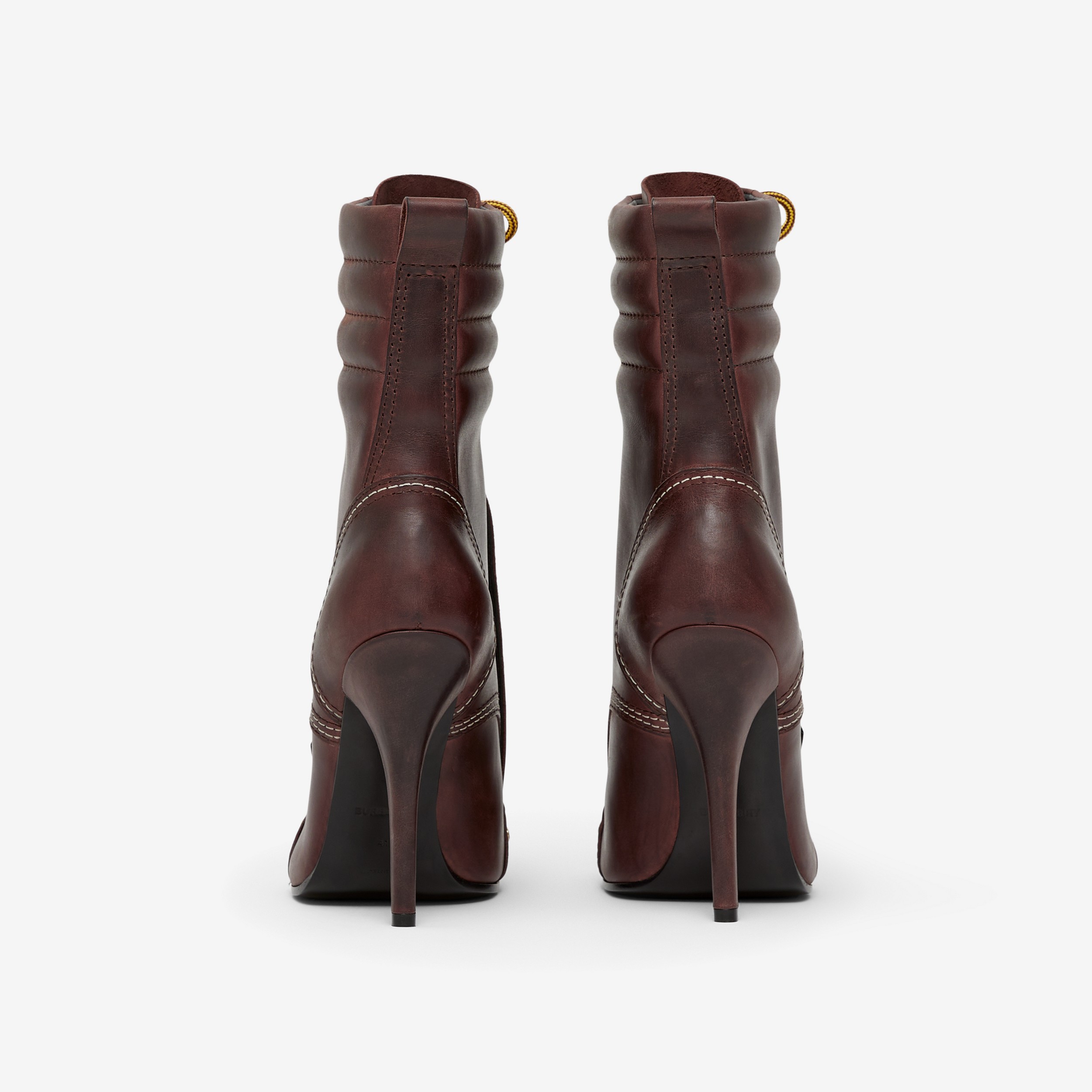 Lace Guard Detail Leather Boots in Dark Rust - Women | Burberry® Official - 3
