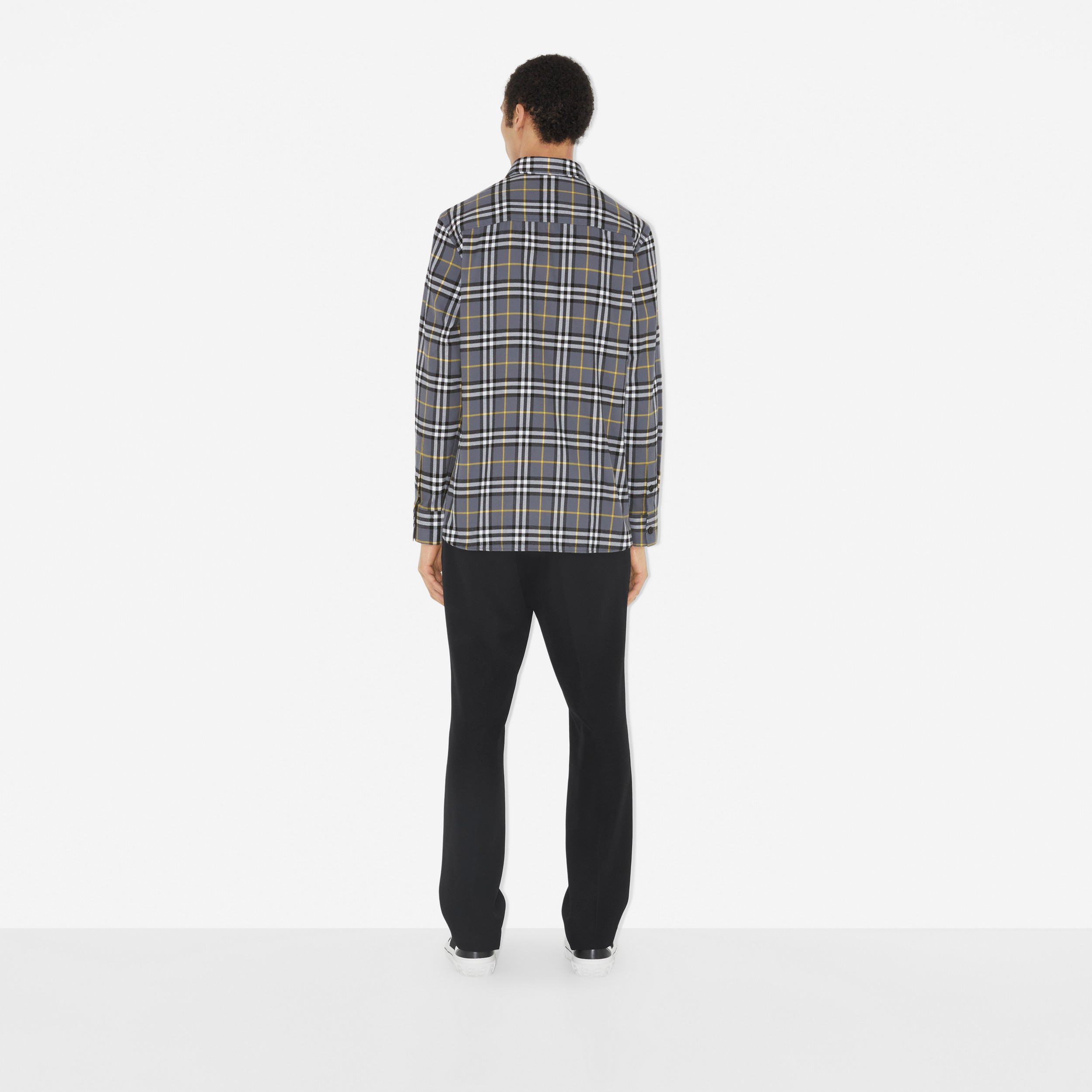 Vintage Check Cotton Flannel Shirt in Storm Grey - Men | Burberry® Official - 4