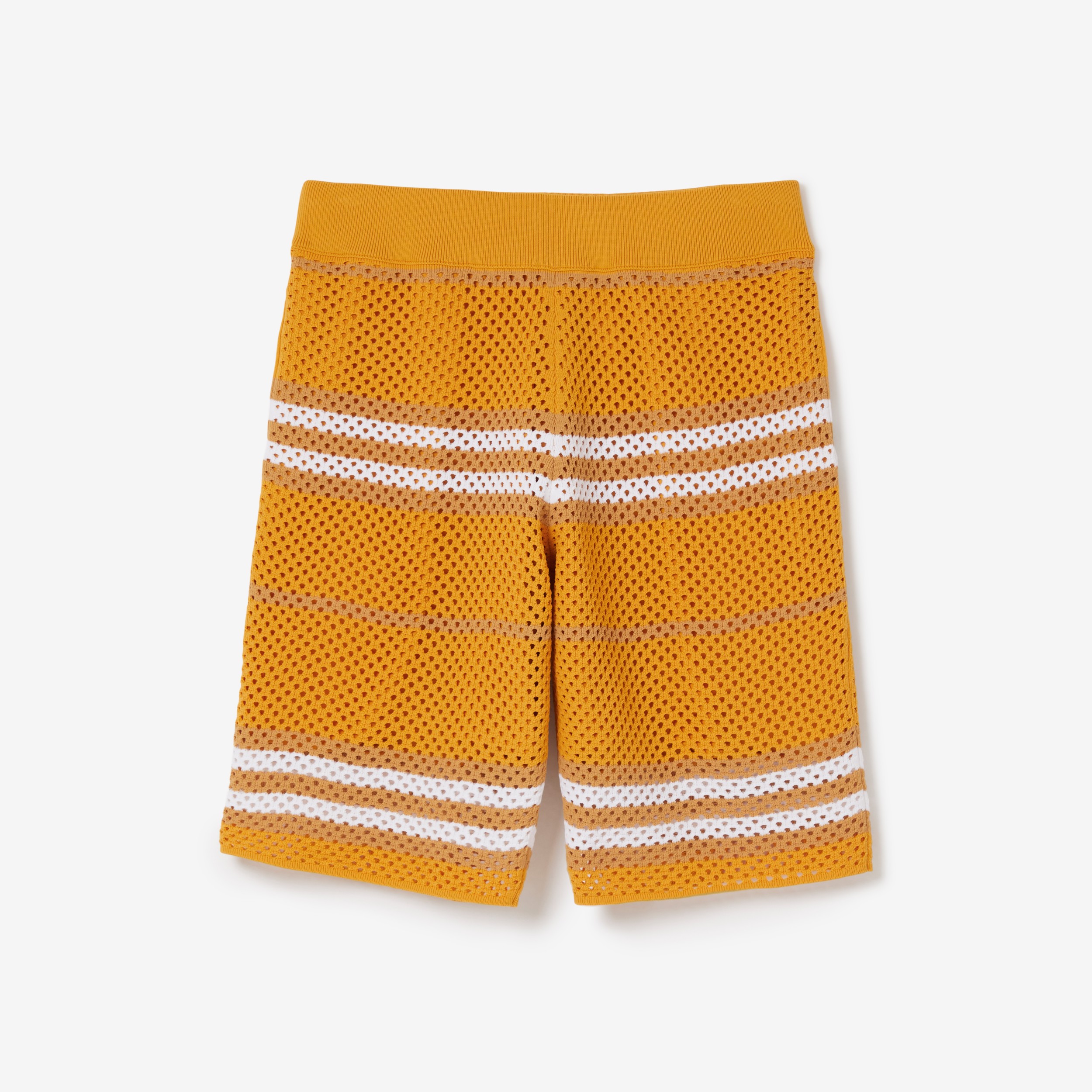 Icon Stripe Pointelle Knit Shorts in Marigold - Men | Burberry® Official - 1