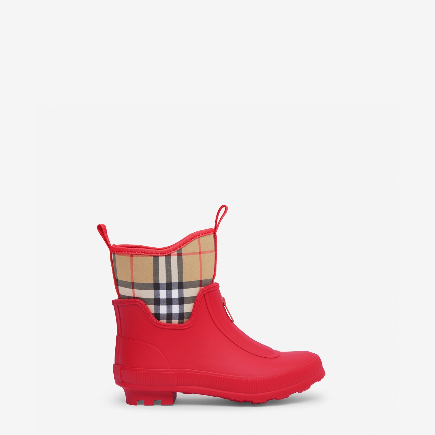 Vintage 格纹橡胶雨靴 (亮红色) - 儿童 | Burberry® 博柏利官网