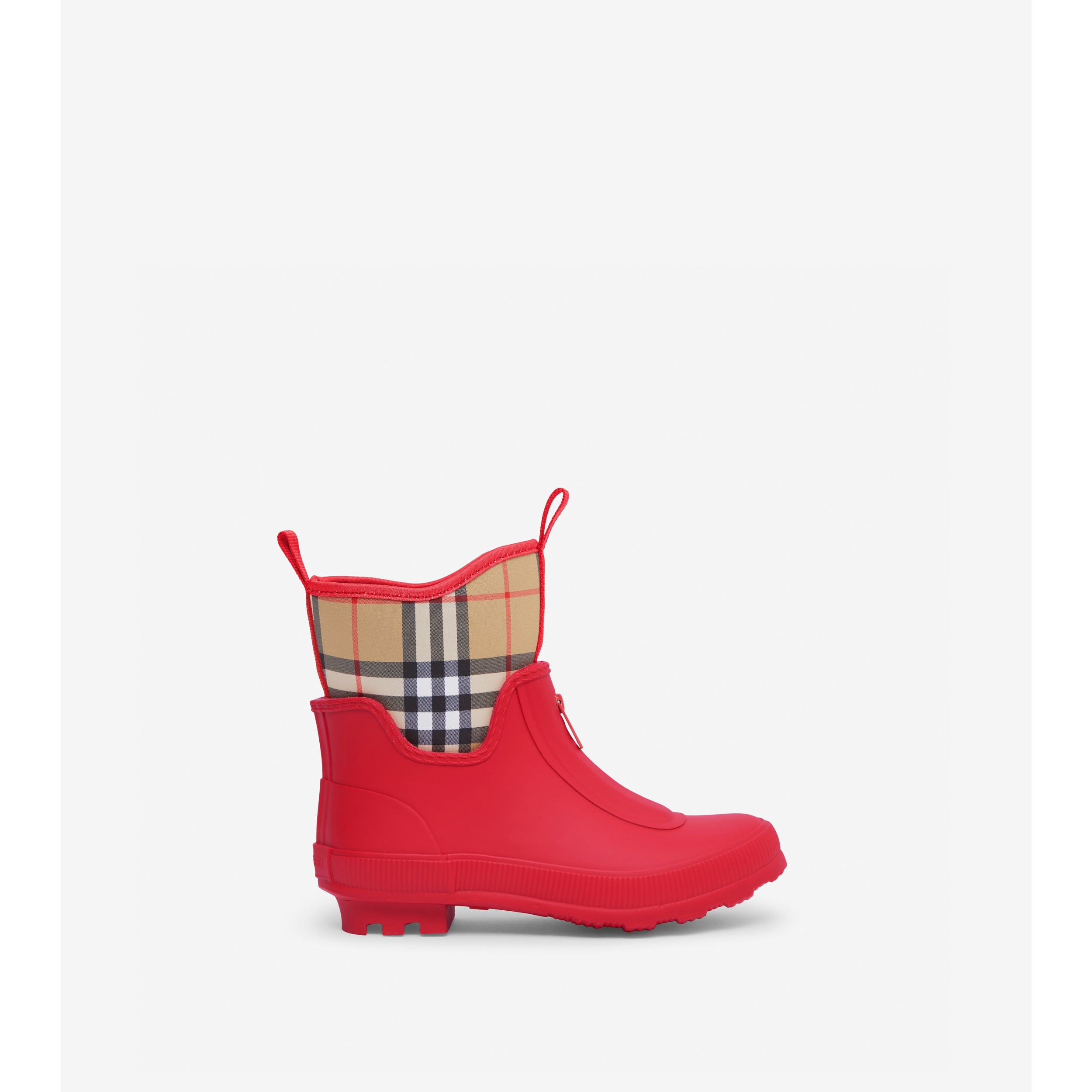 Vintage Check Neoprene and Rubber Rain Boots in Bright Red - Children |  Burberry® Official