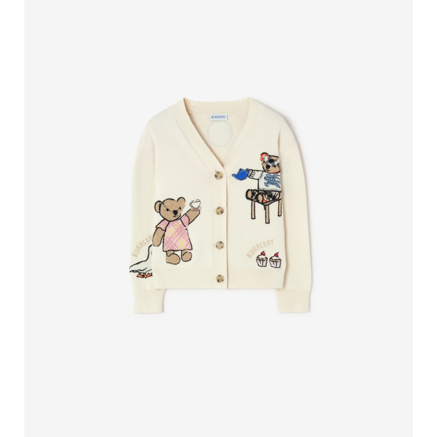 Baumwollmisch-Cardigan mit „Tea Party“-Motiv