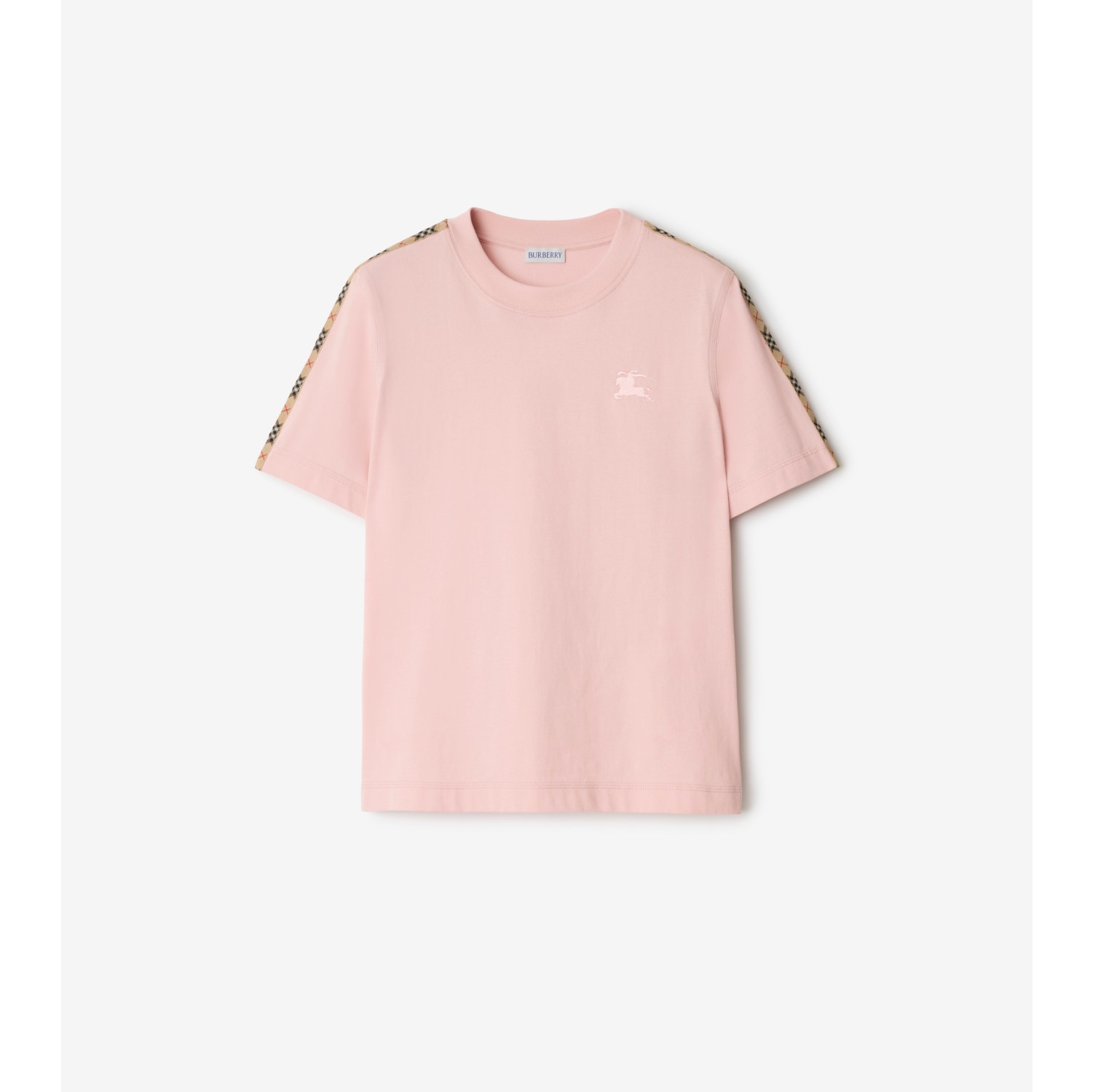チェックトリム コットンTシャツ