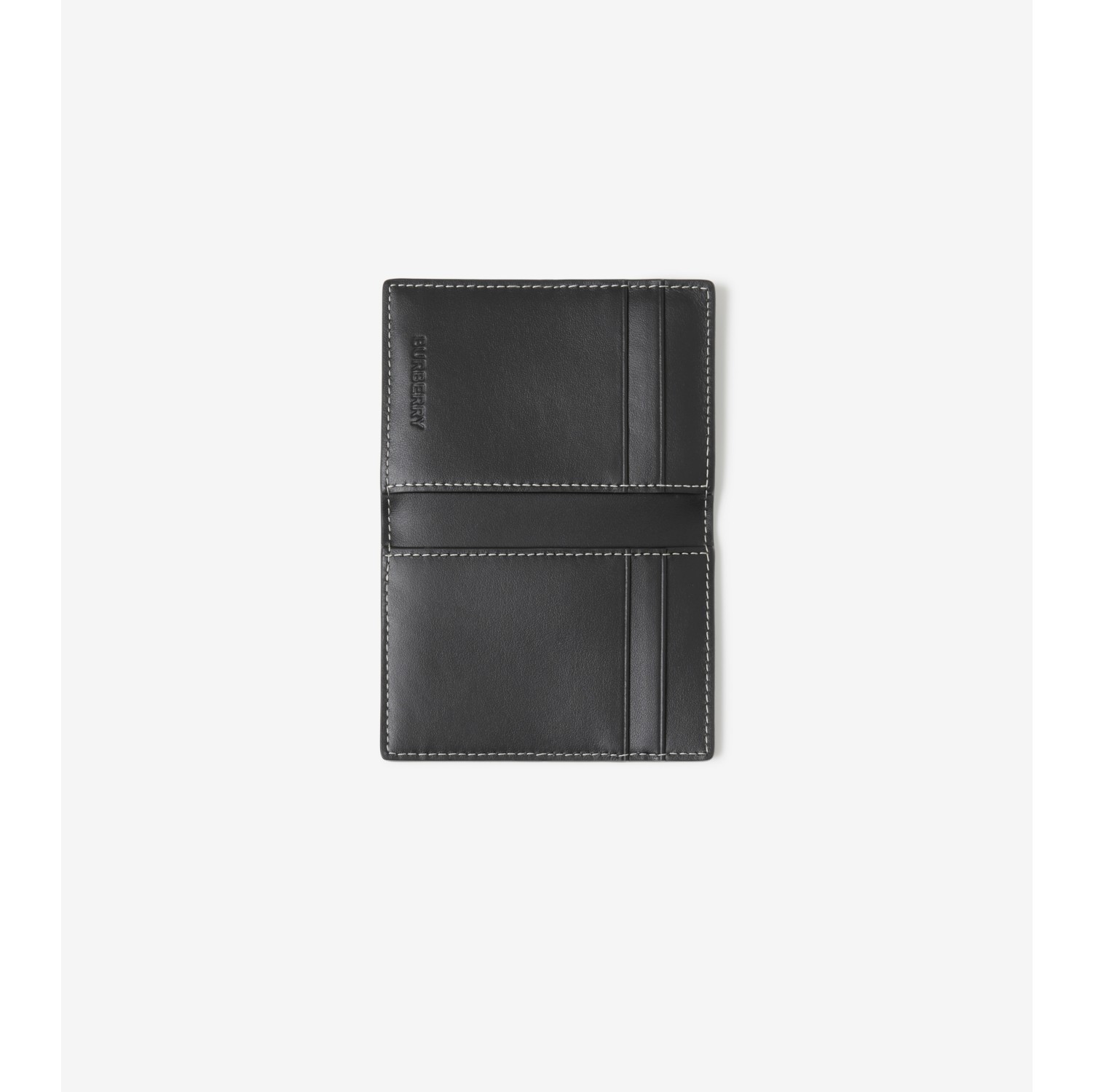 Check and Leather Card Case in Dark Birch Brown - Men | Burberry® Official