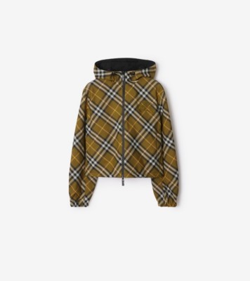 BURBERRY｜JACKETS (crop reversible check jacket (8105824 Burberry Beige Cropped Check Reversible Jacket Burberry