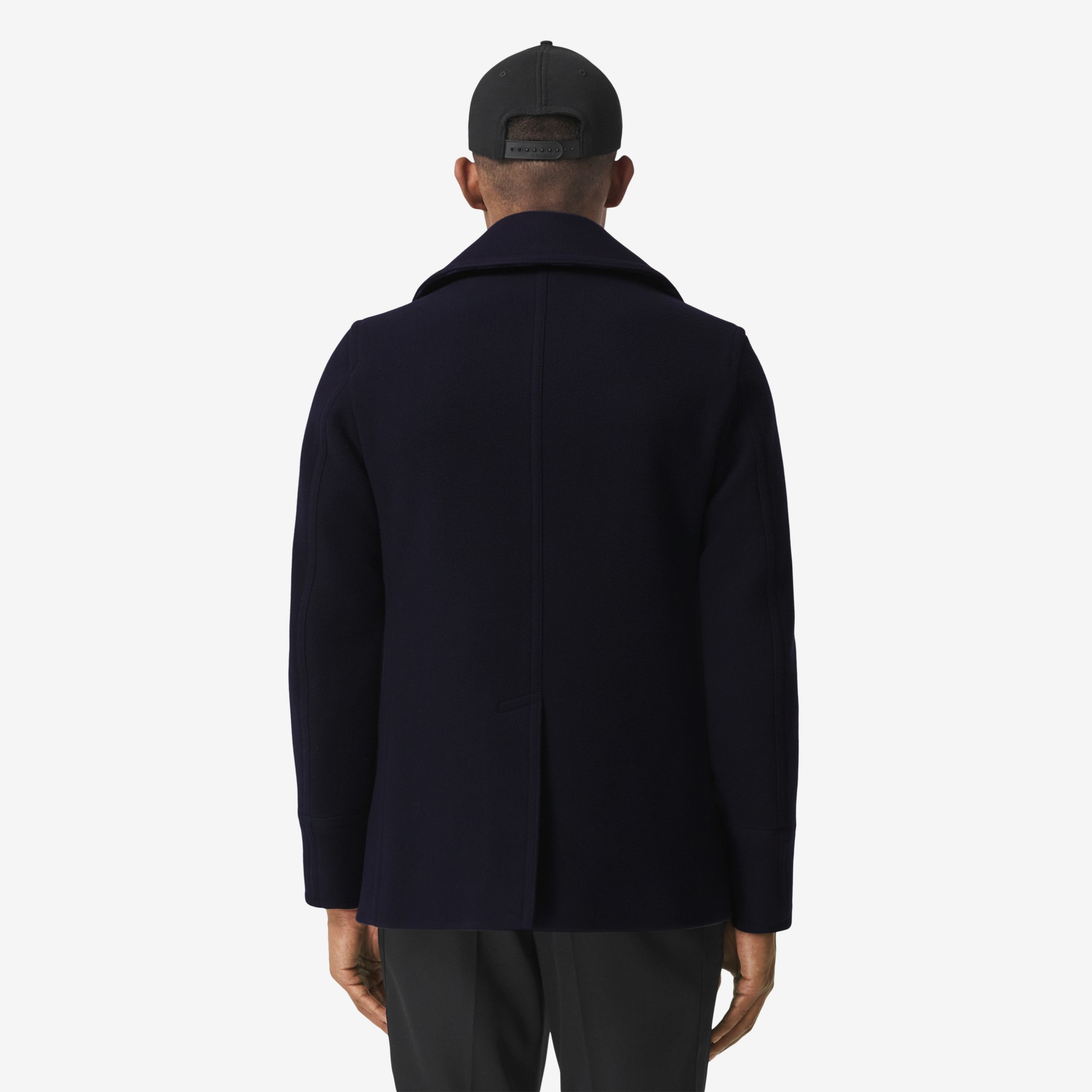 Wool Blend Pea Coat in Navy - Men | Burberry® Official